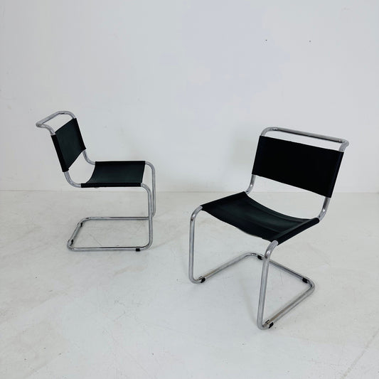 1 of 2 Mid-Century brown Vintage S33 dark brown chair from Mart Stam by Fasem Italy 1980er