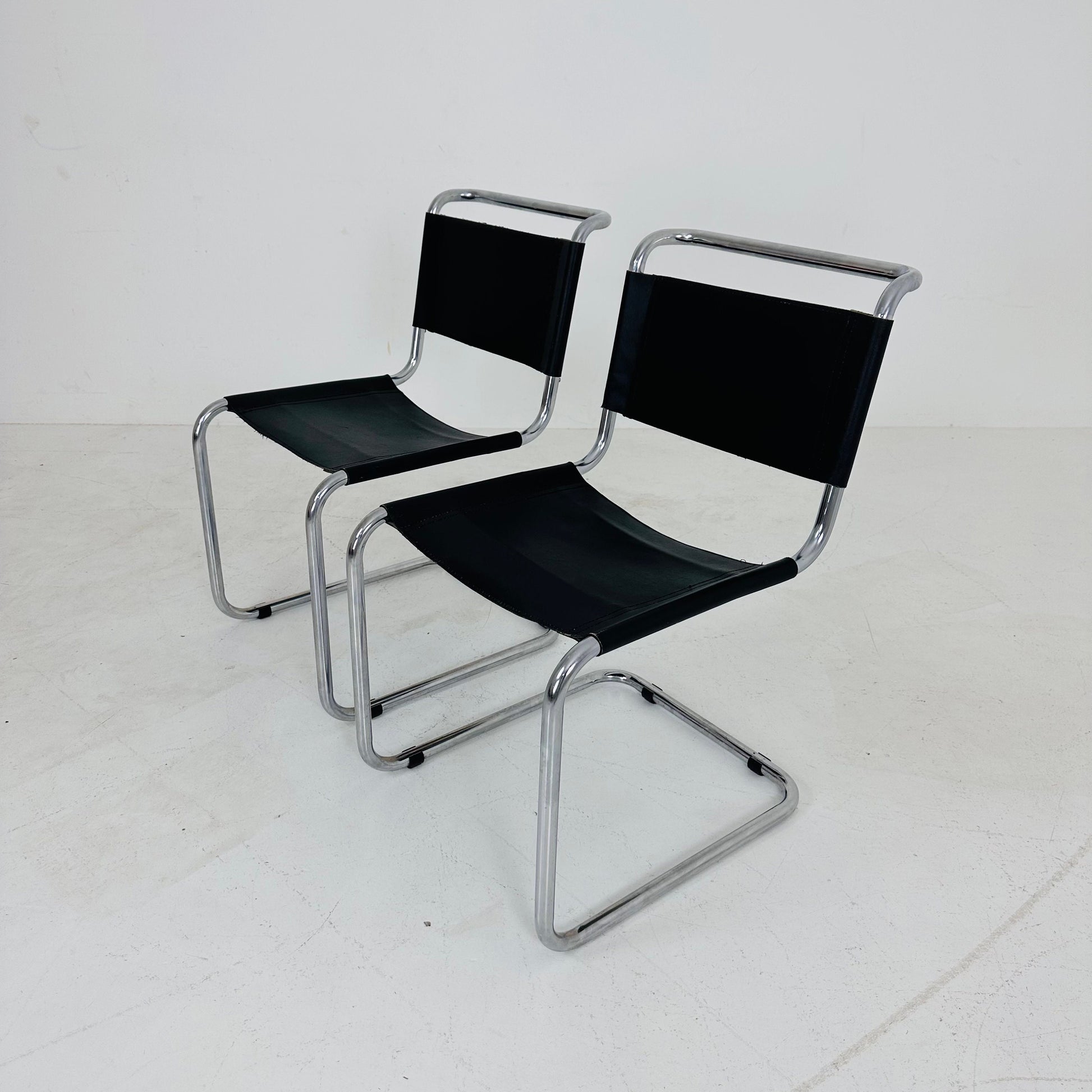 1 of 2 Mid-Century brown Vintage S33 dark brown chair from Mart Stam by Fasem Italy 1980er