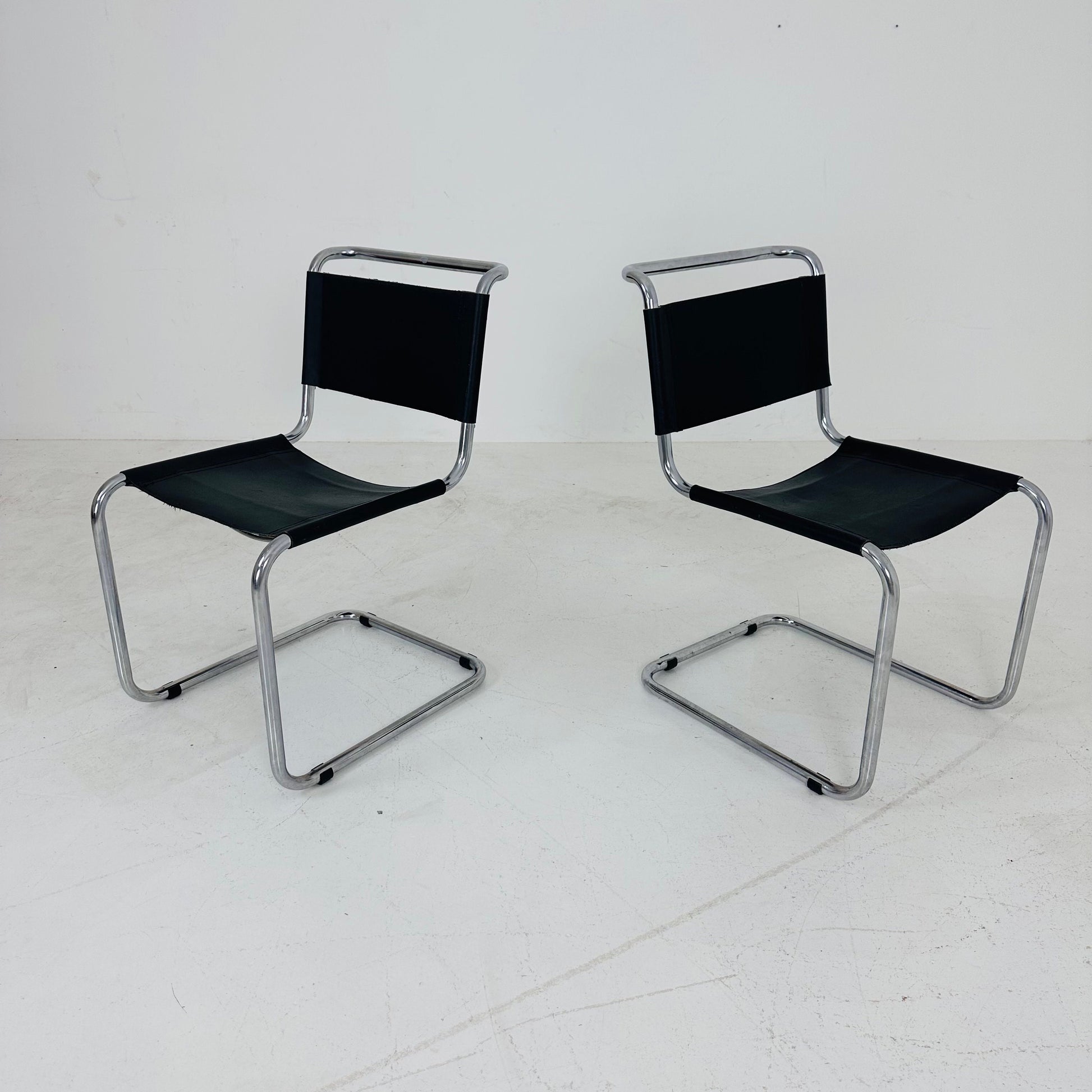 1 of 2 Mid-Century brown Vintage S33 dark brown chair from Mart Stam by Fasem Italy 1980er