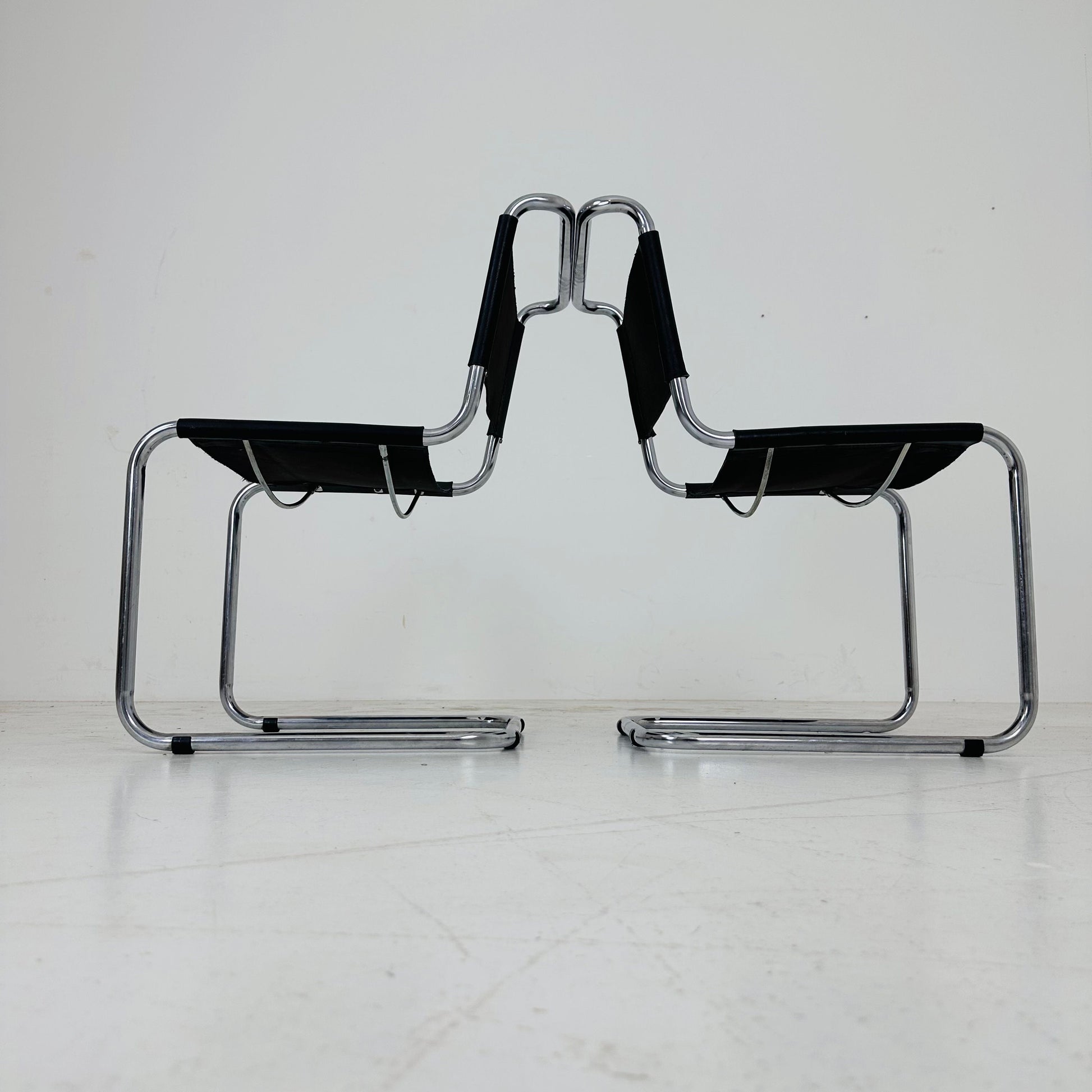 1 of 2 Mid-Century brown Vintage S33 dark brown chair from Mart Stam by Fasem Italy 1980er