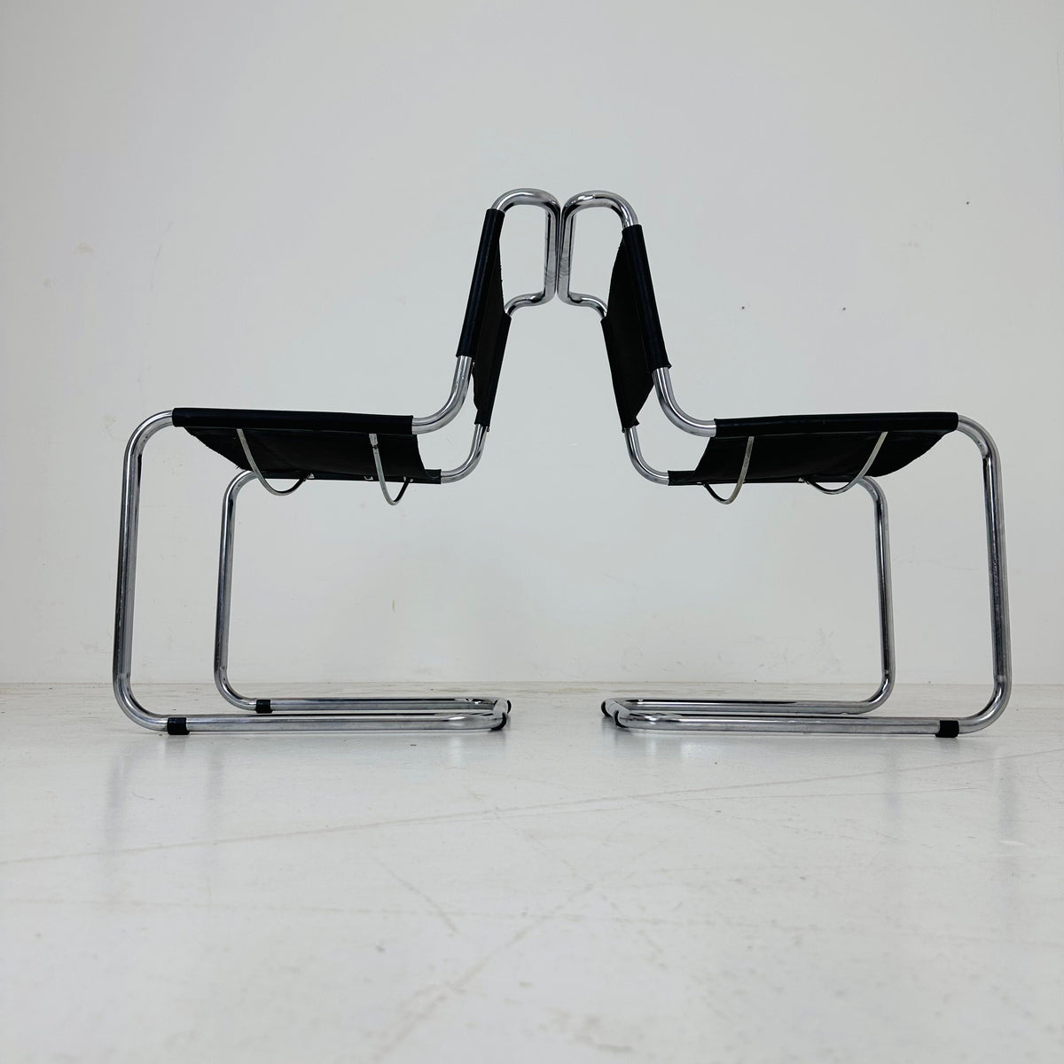 1 of 2 Mid-Century brown Vintage S33 dark brown chair from Mart Stam by Fasem Italy 1980er
