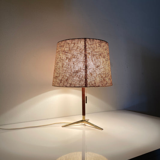 Mid century teak & brass table lamp by Vereinigte Werkstätten München, Germany, 1960s
