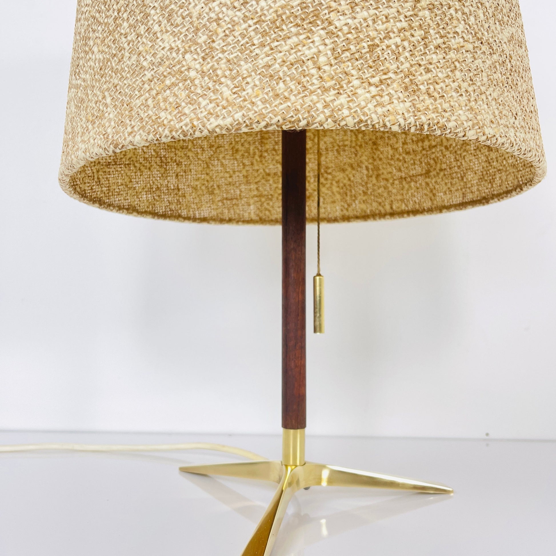 Mid century teak & brass table lamp by Vereinigte Werkstätten München, Germany, 1960s