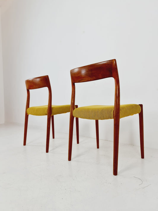 Vintage Danish teak dining charis by Niels Otto Moller Model 77, 1960s, set of 2