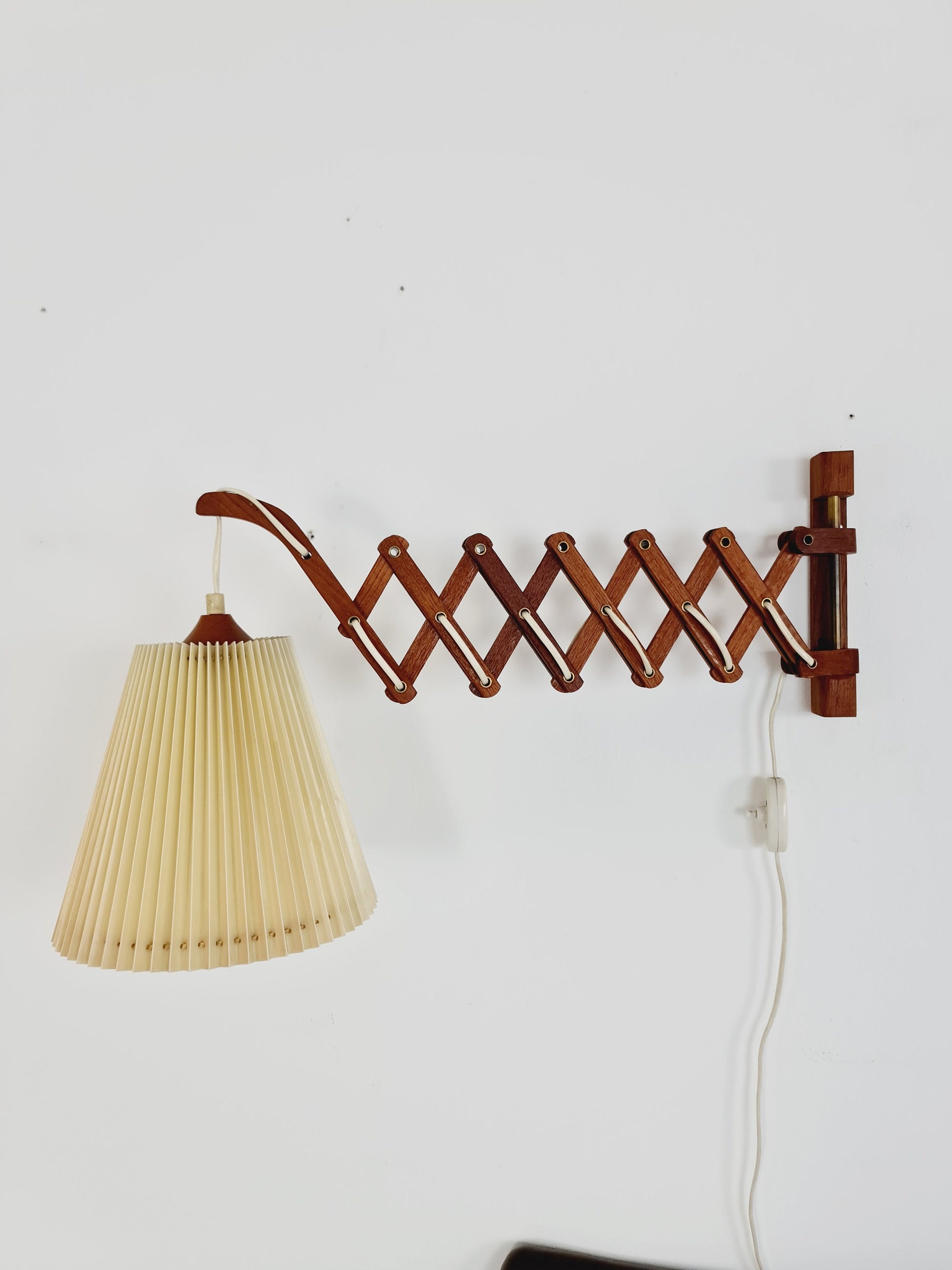 Swdish teak vintage sax wall lamp, 1960s