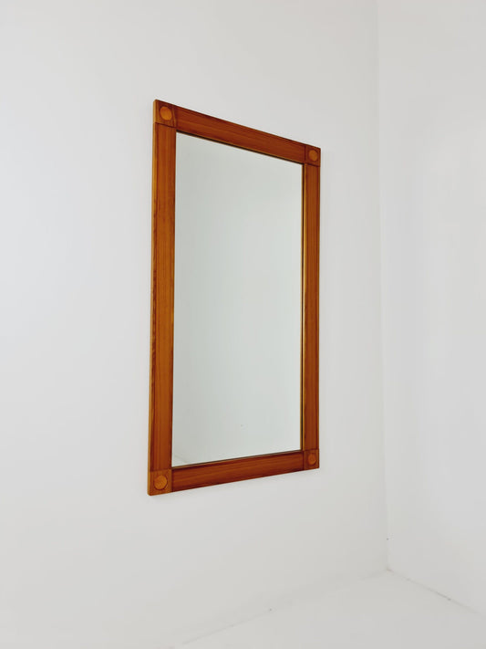 Big Teak Swidish mid-century Modern wall-mounted mirror By AB Nybrofabriken, 1960s