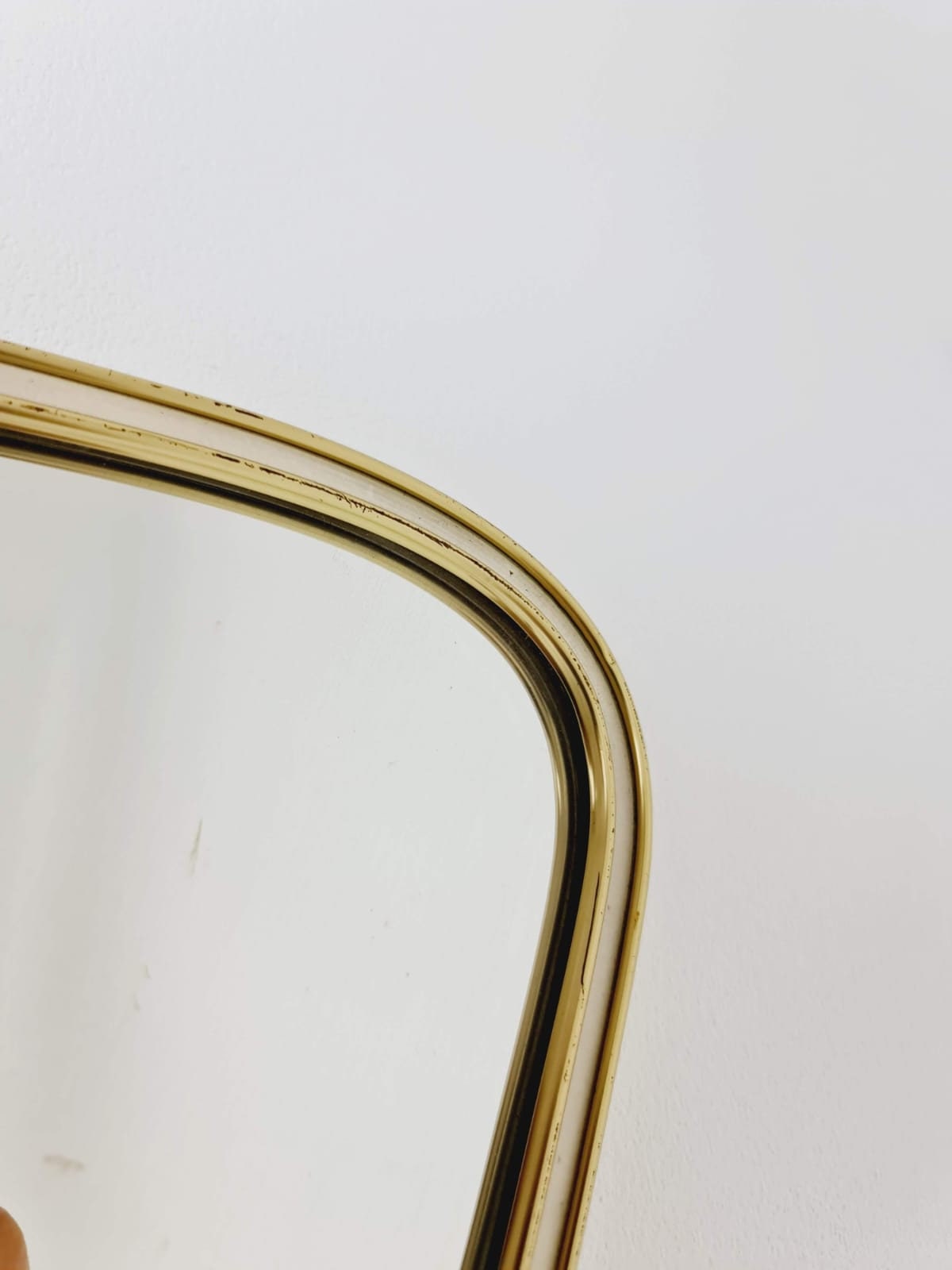 Small brass wall mirror from the middle of the century with braided hanging tape by Gregor Raumkunst Germany, 1960s