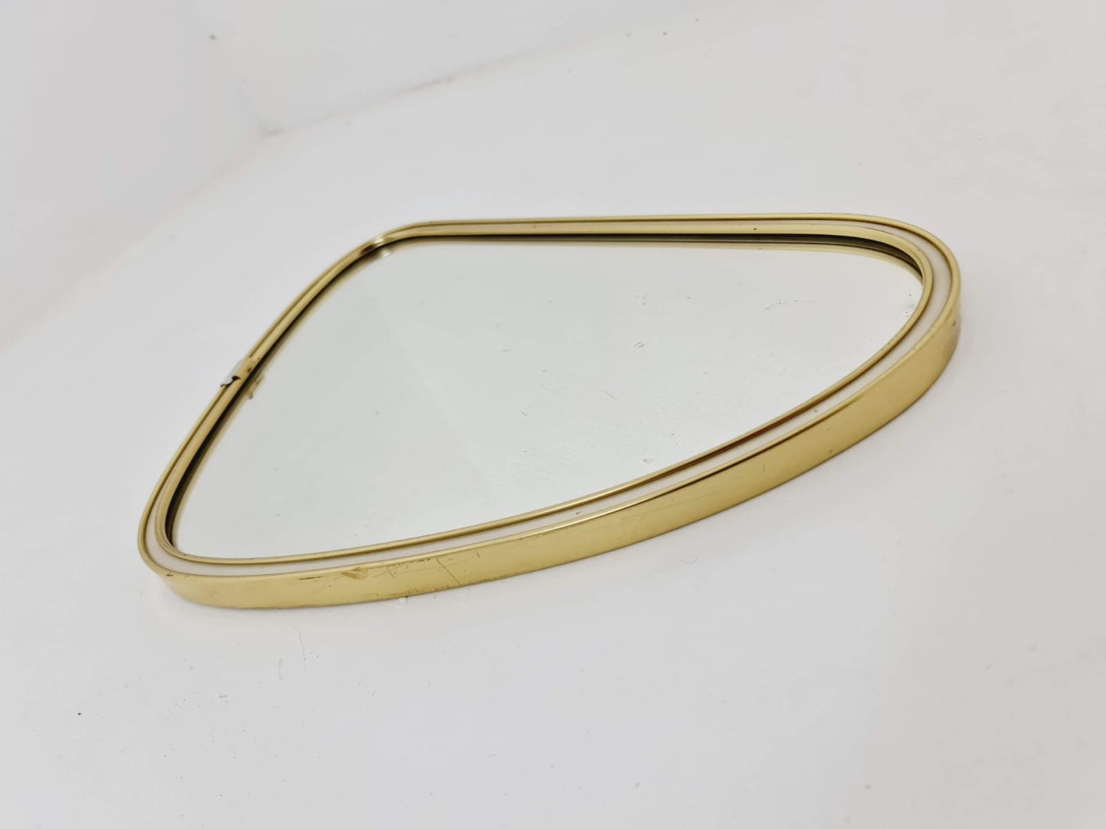 Small brass wall mirror from the middle of the century with braided hanging tape by Gregor Raumkunst Germany, 1960s