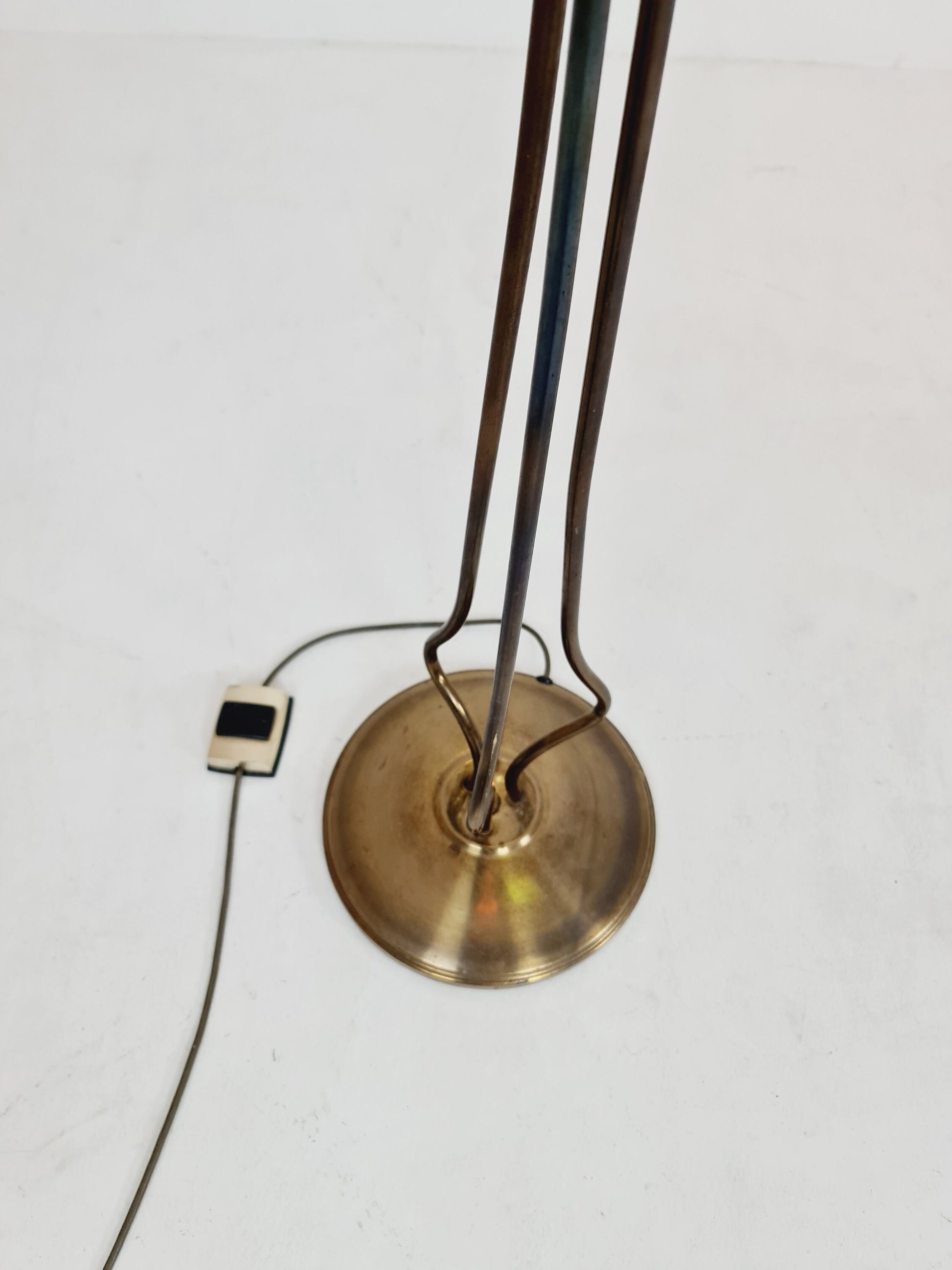 German modern three flex arms brass floor lamp, tütenlampe, 1950s