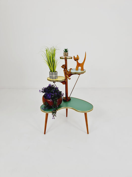 Rare Large German Plant Stand, Colorful Vintage Mid-Century Minimalist Indoor Plant Stand Side Table Retro flower table, 1950s