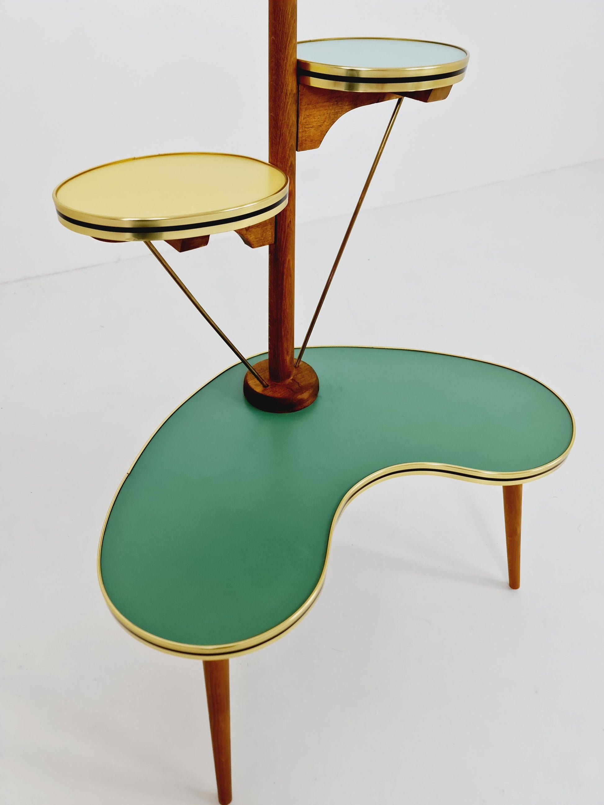 Rare Large German Plant Stand, Colorful Vintage Mid-Century Minimalist Indoor Plant Stand Side Table Retro flower table, 1950s