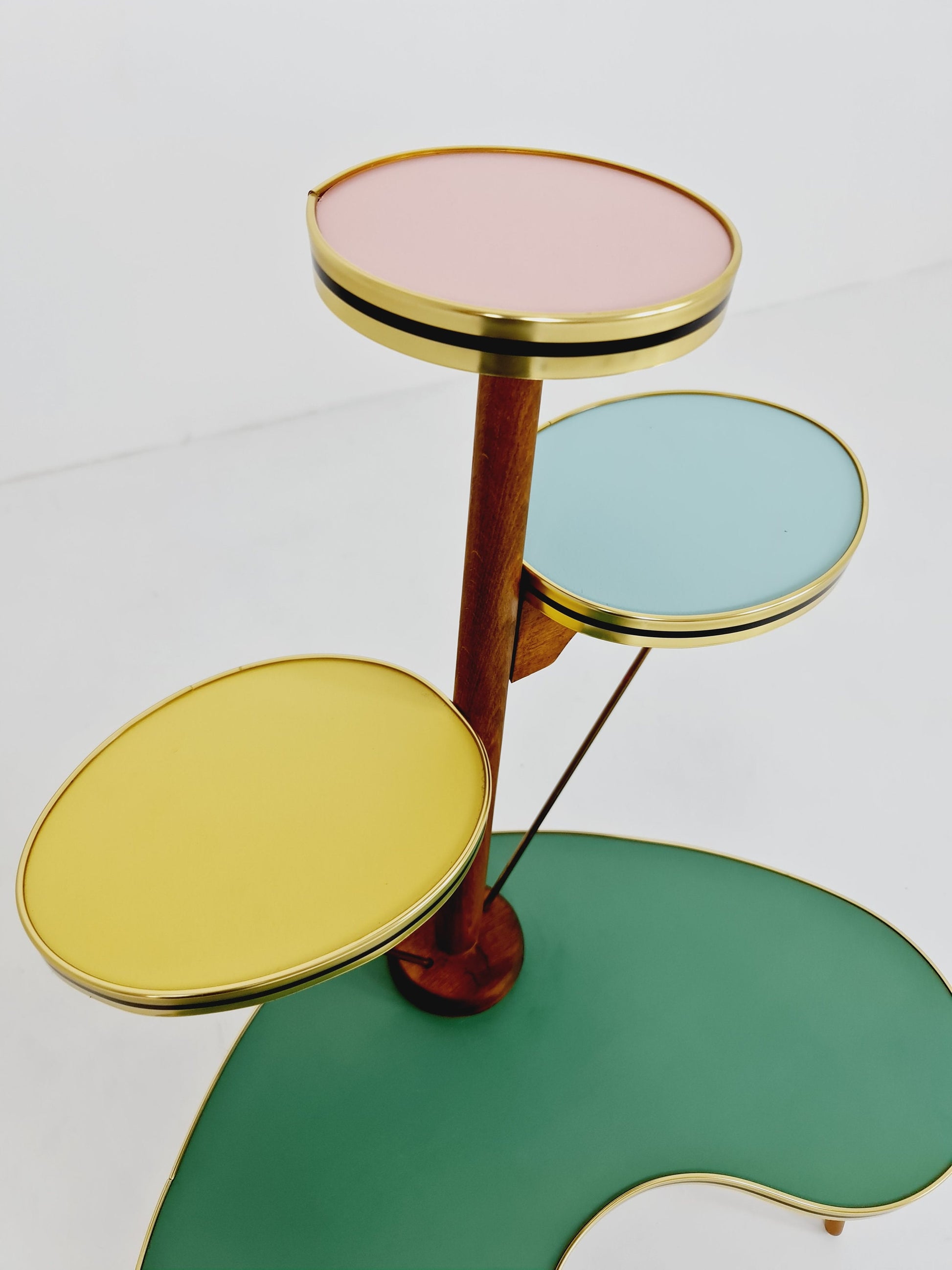 Rare Large German Plant Stand, Colorful Vintage Mid-Century Minimalist Indoor Plant Stand Side Table Retro flower table, 1950s