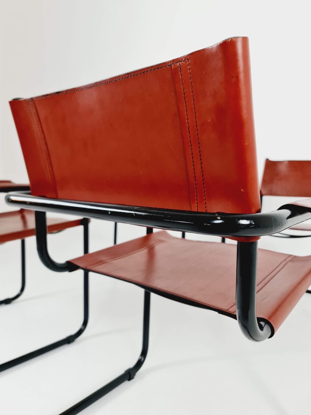 Set of 4 Model MG5 Centro Studio Desk Chairs in Dark Cognac by Mart Stam & Marcel Breuer, 1970s