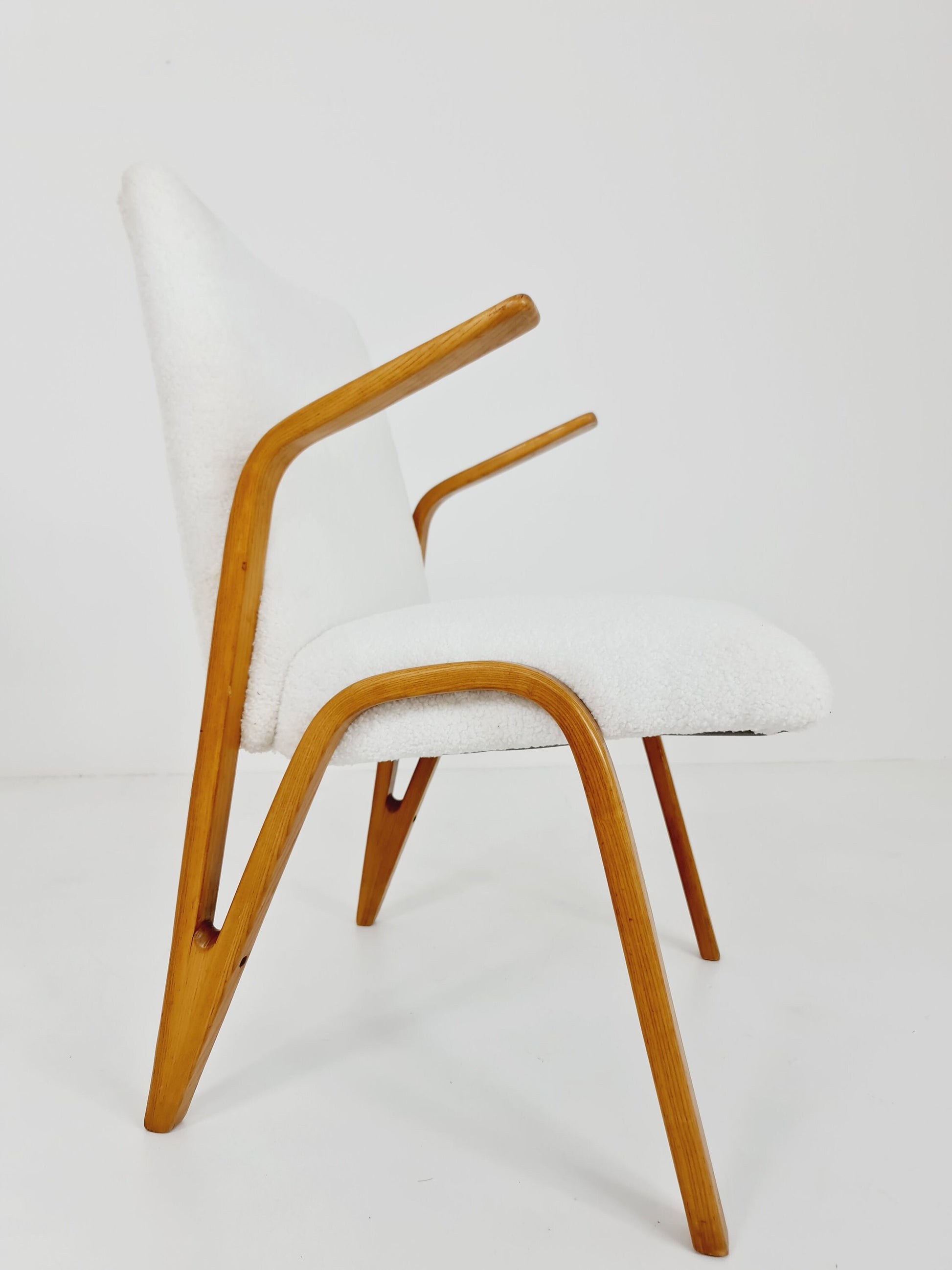 Vintage Concave armchair Teddy fabric by Paul & Arnold Bode for Federholzgesellschaft, 1950s