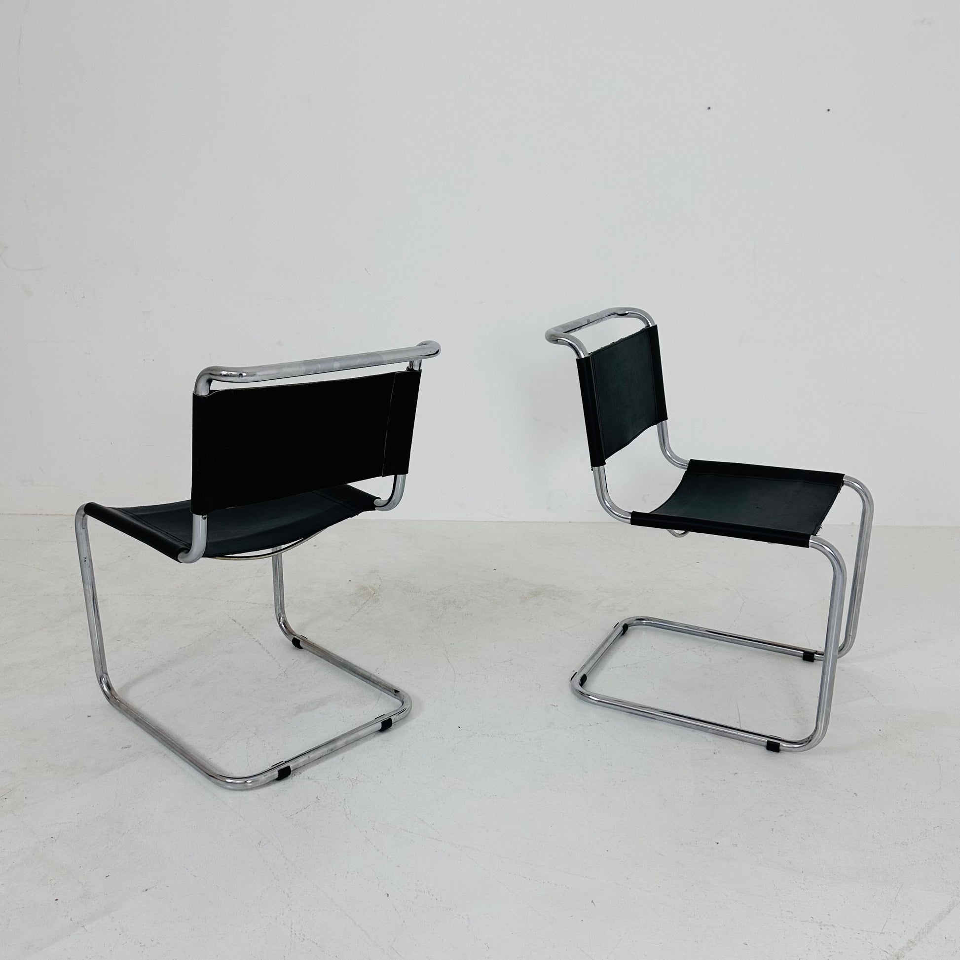 1 of 2 Mid-Century brown Vintage S33 dark brown chair from Mart Stam by Fasem Italy 1980er