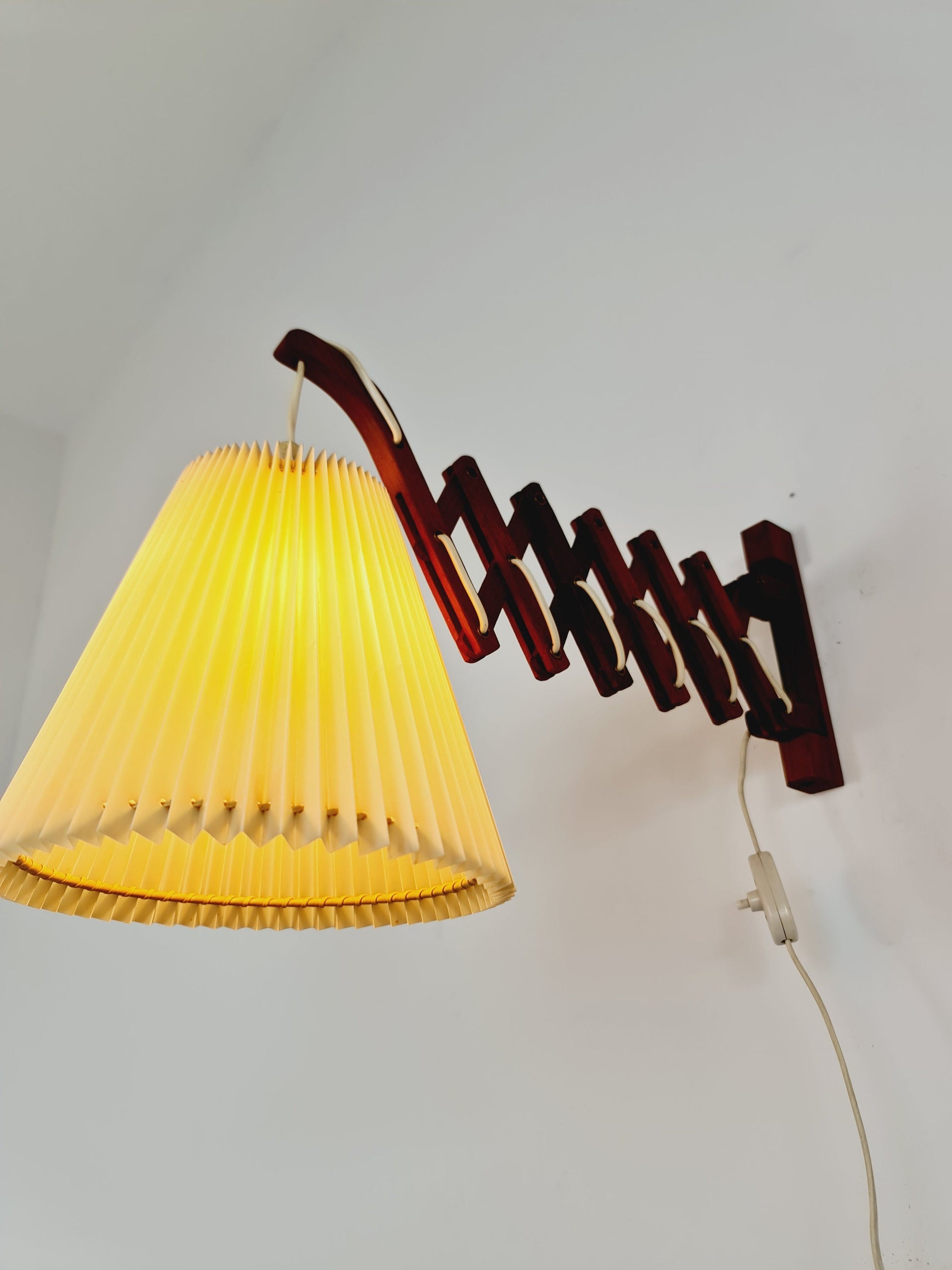 Swdish teak vintage sax wall lamp, 1960s
