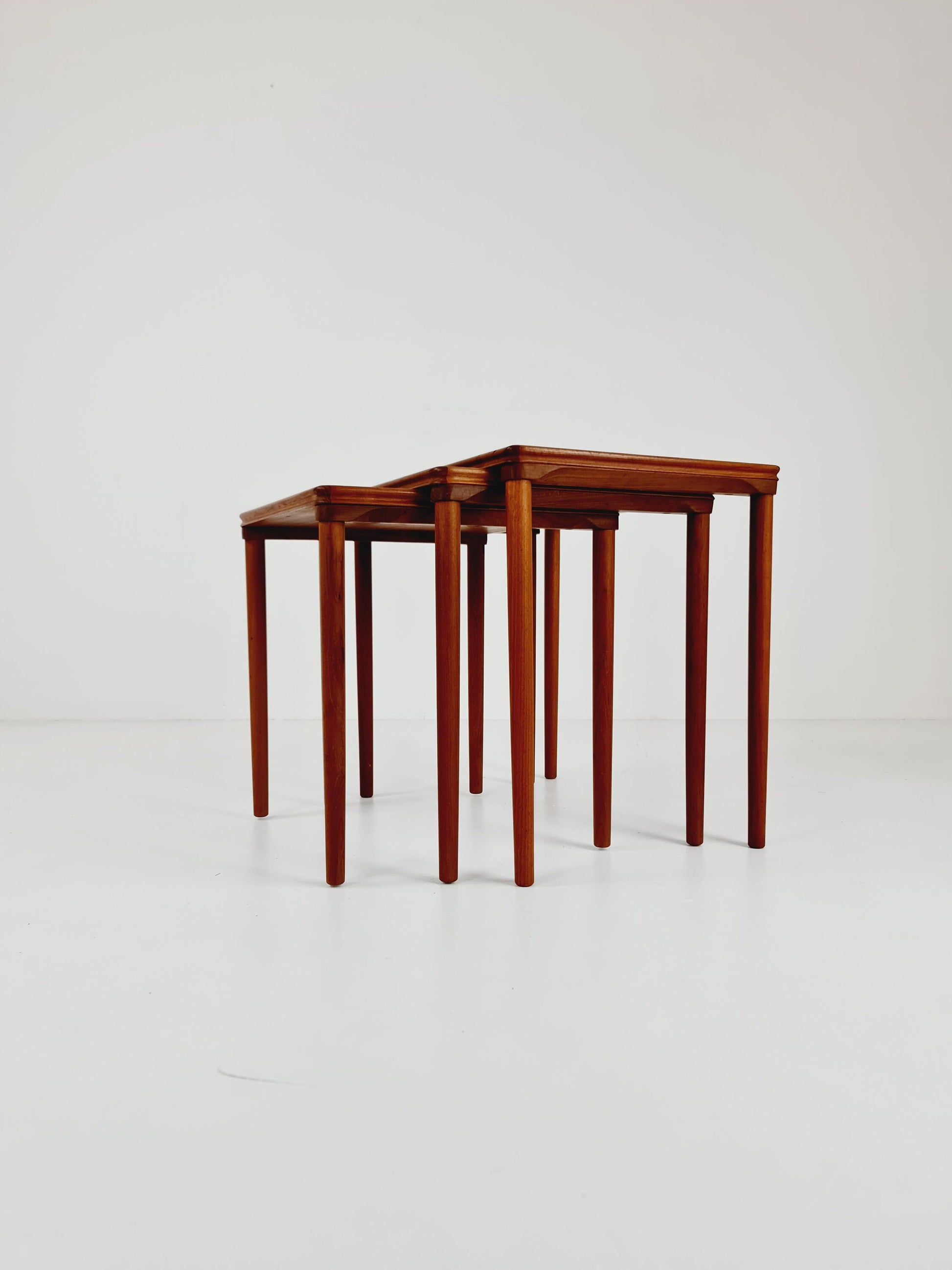 Midcentury danish teak + ceramic nesting tables/ side tables by Salin Möbler, 1960s