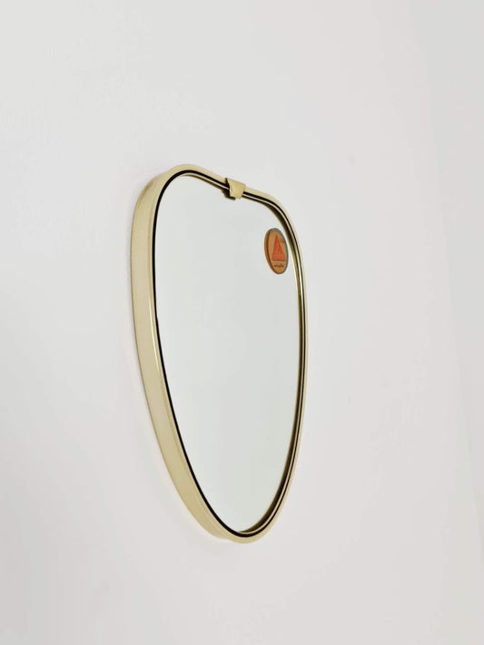 Small Midcentury Brass wall mirror with braided hanging strap by west Spiegel Germany 1960s