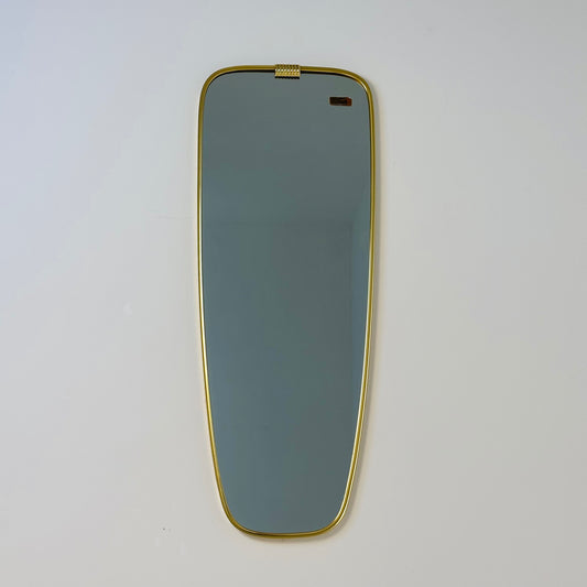 Mid Century XXL asymmetric German brass Original kidney wall mirror from the 60s