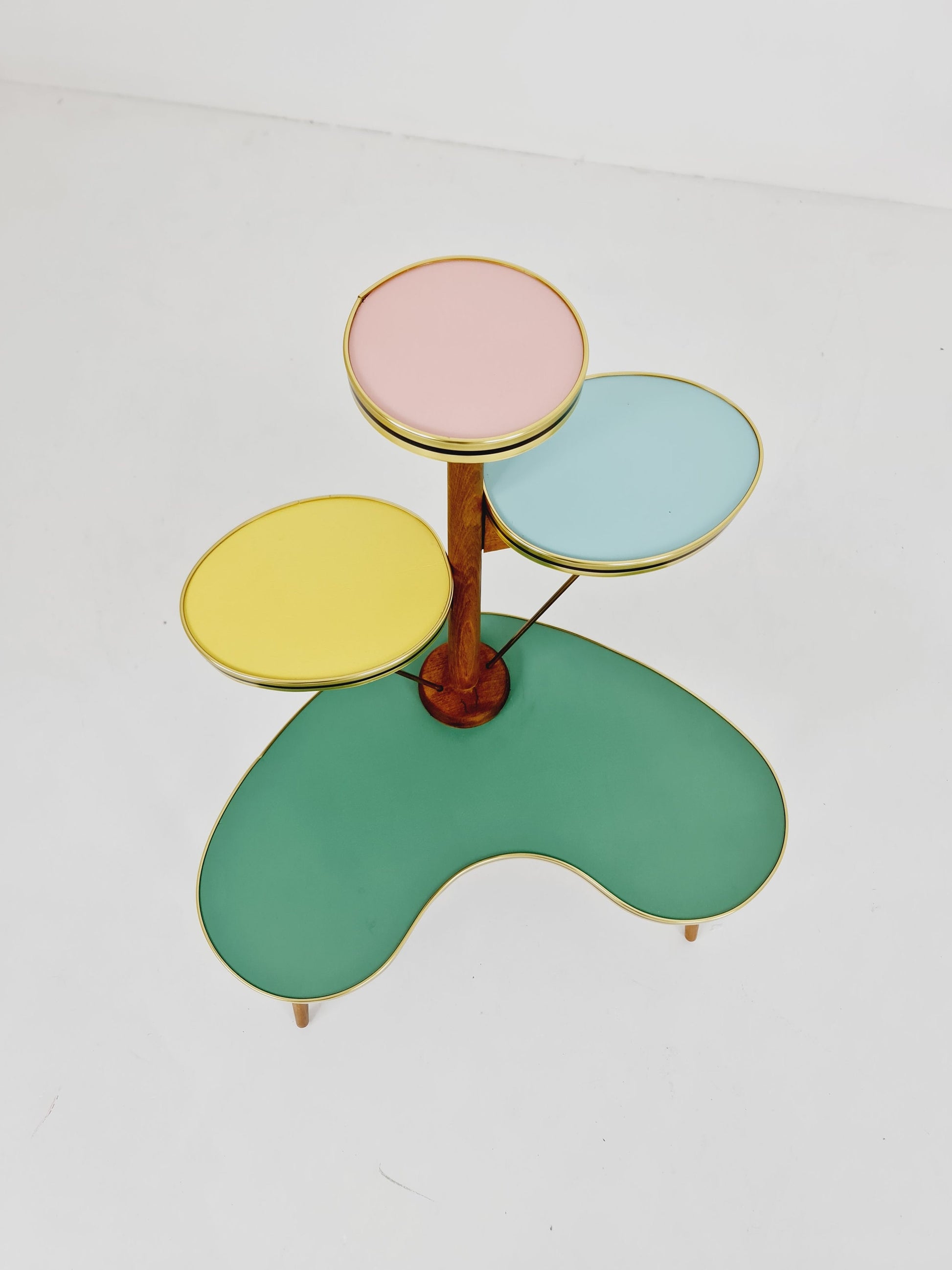Rare Large German Plant Stand, Colorful Vintage Mid-Century Minimalist Indoor Plant Stand Side Table Retro flower table, 1950s