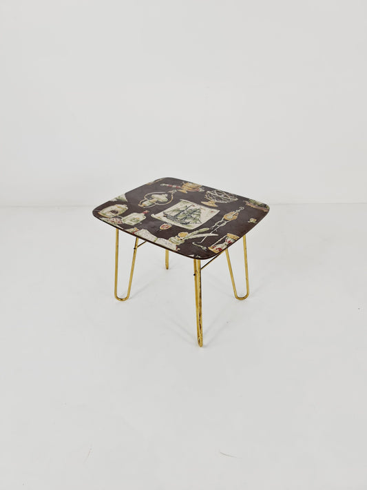 Rare brass German vintage coffee table By Else Möbel, 1950s
