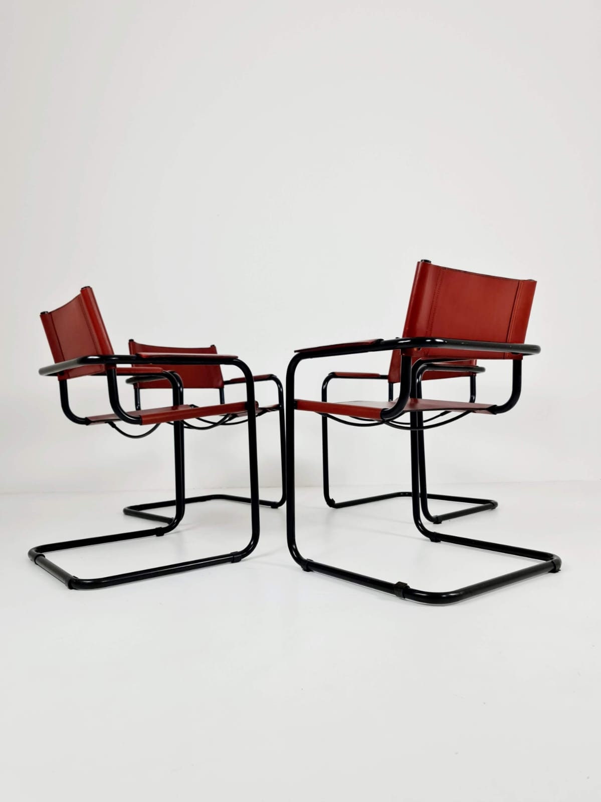 Set of 4 Model MG5 Centro Studio Desk Chairs in Dark Cognac by Mart Stam & Marcel Breuer, 1970s
