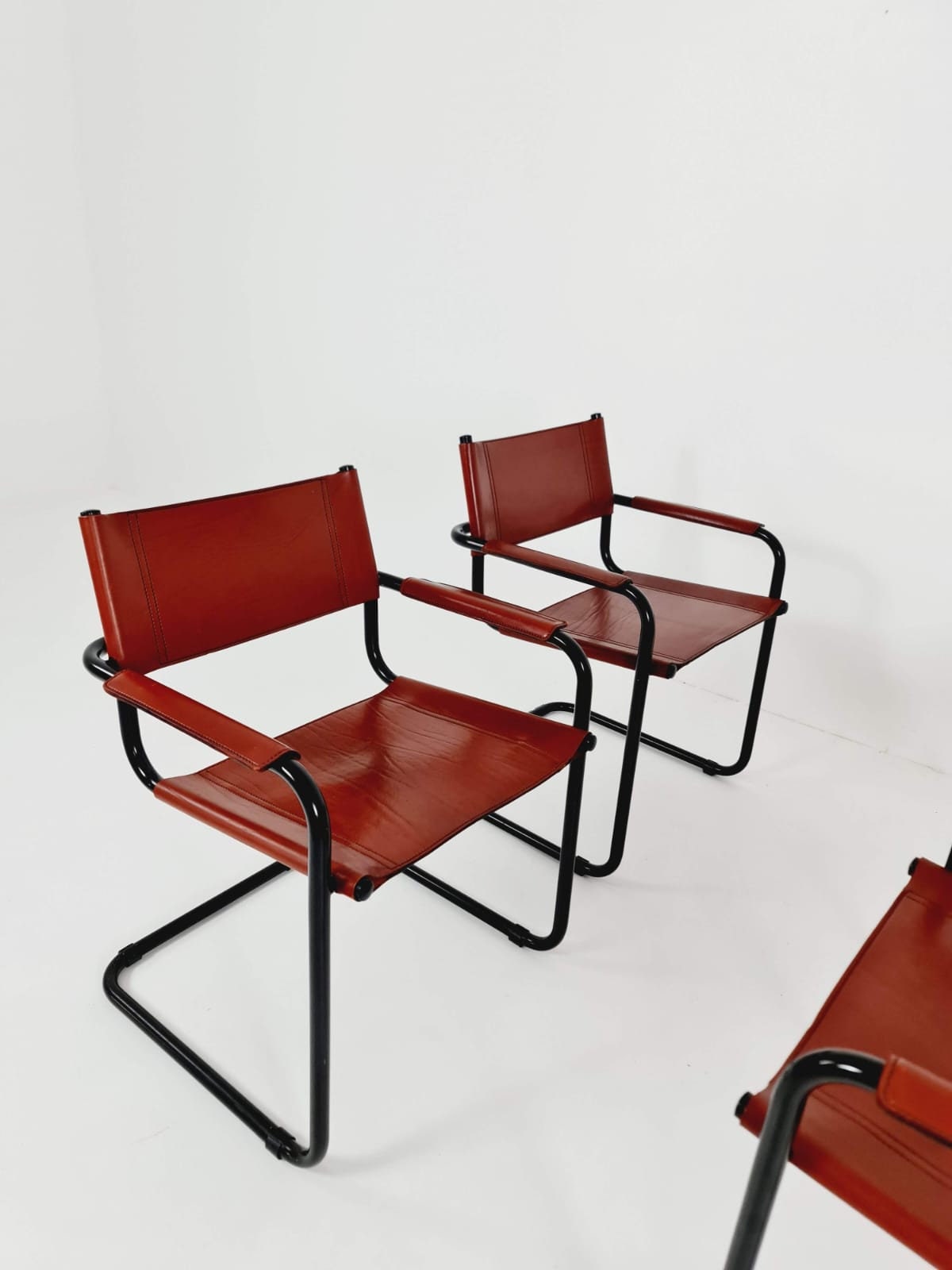 Set of 4 Model MG5 Centro Studio Desk Chairs in Dark Cognac by Mart Stam & Marcel Breuer, 1970s