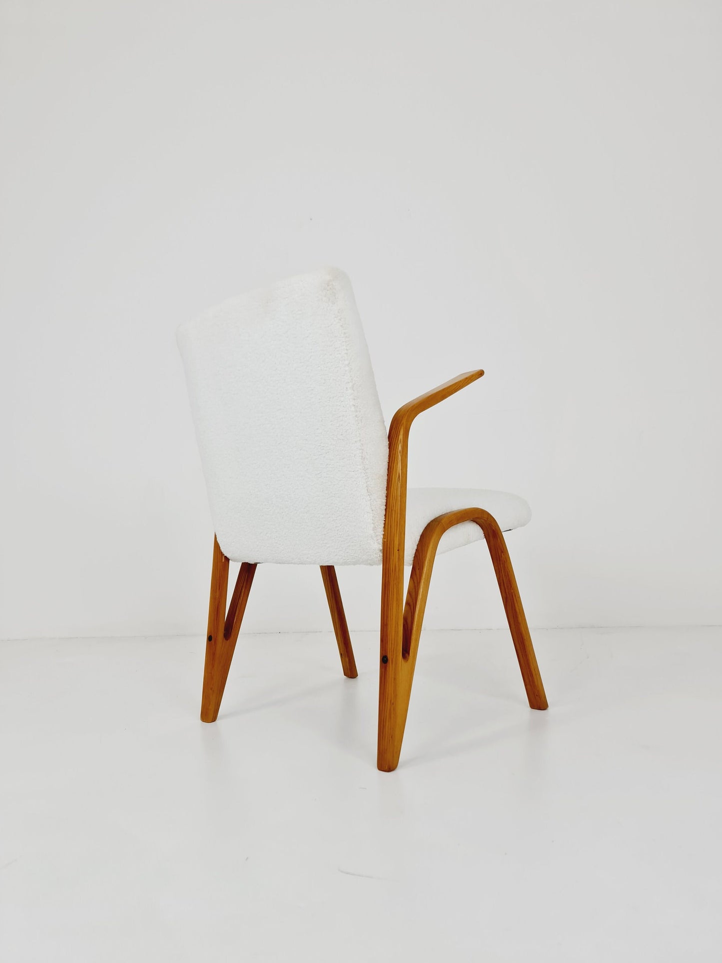 Vintage Concave armchair Teddy fabric by Paul & Arnold Bode for Federholzgesellschaft, 1950s