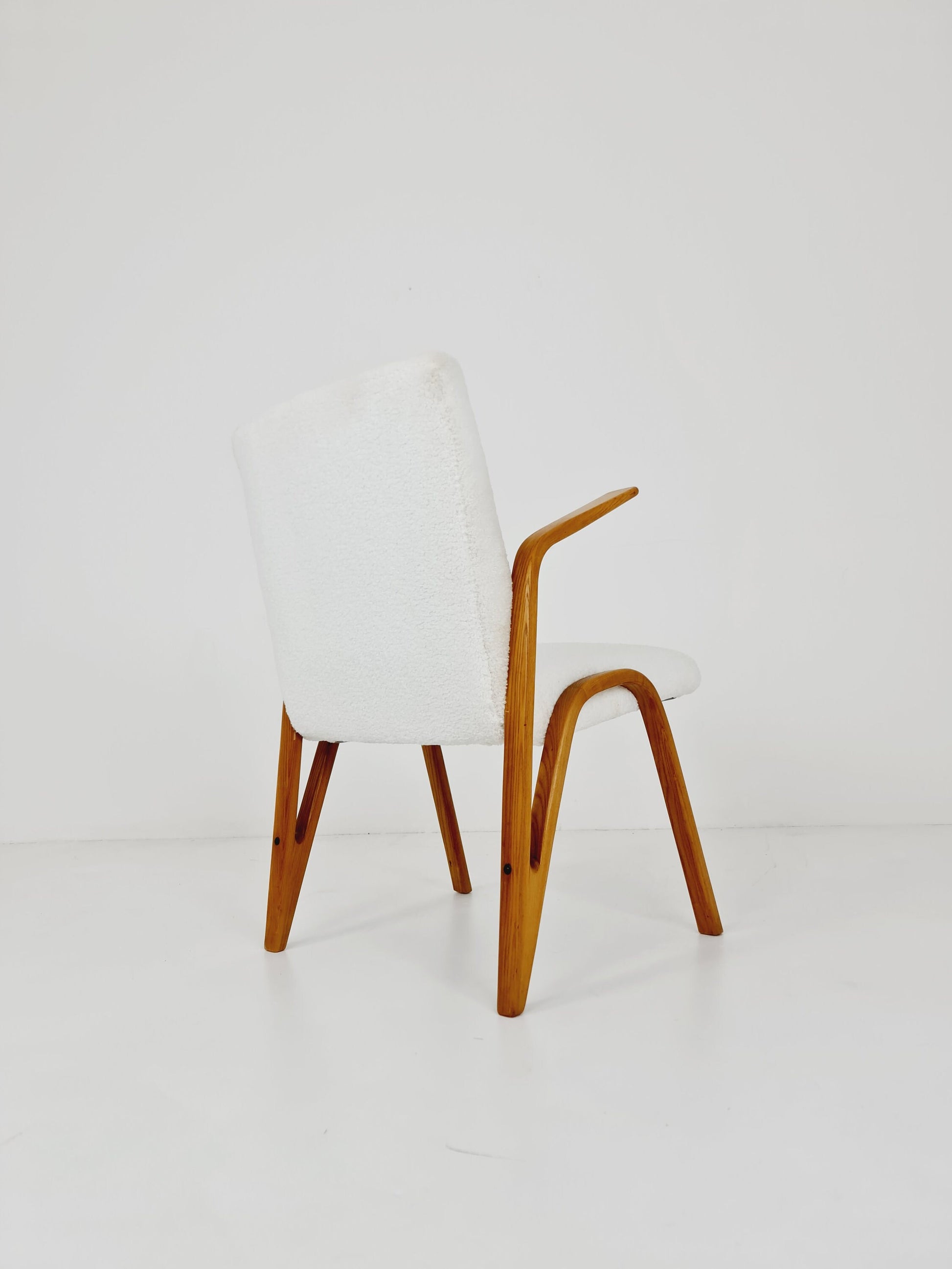 Vintage Concave armchair Teddy fabric by Paul & Arnold Bode for Federholzgesellschaft, 1950s