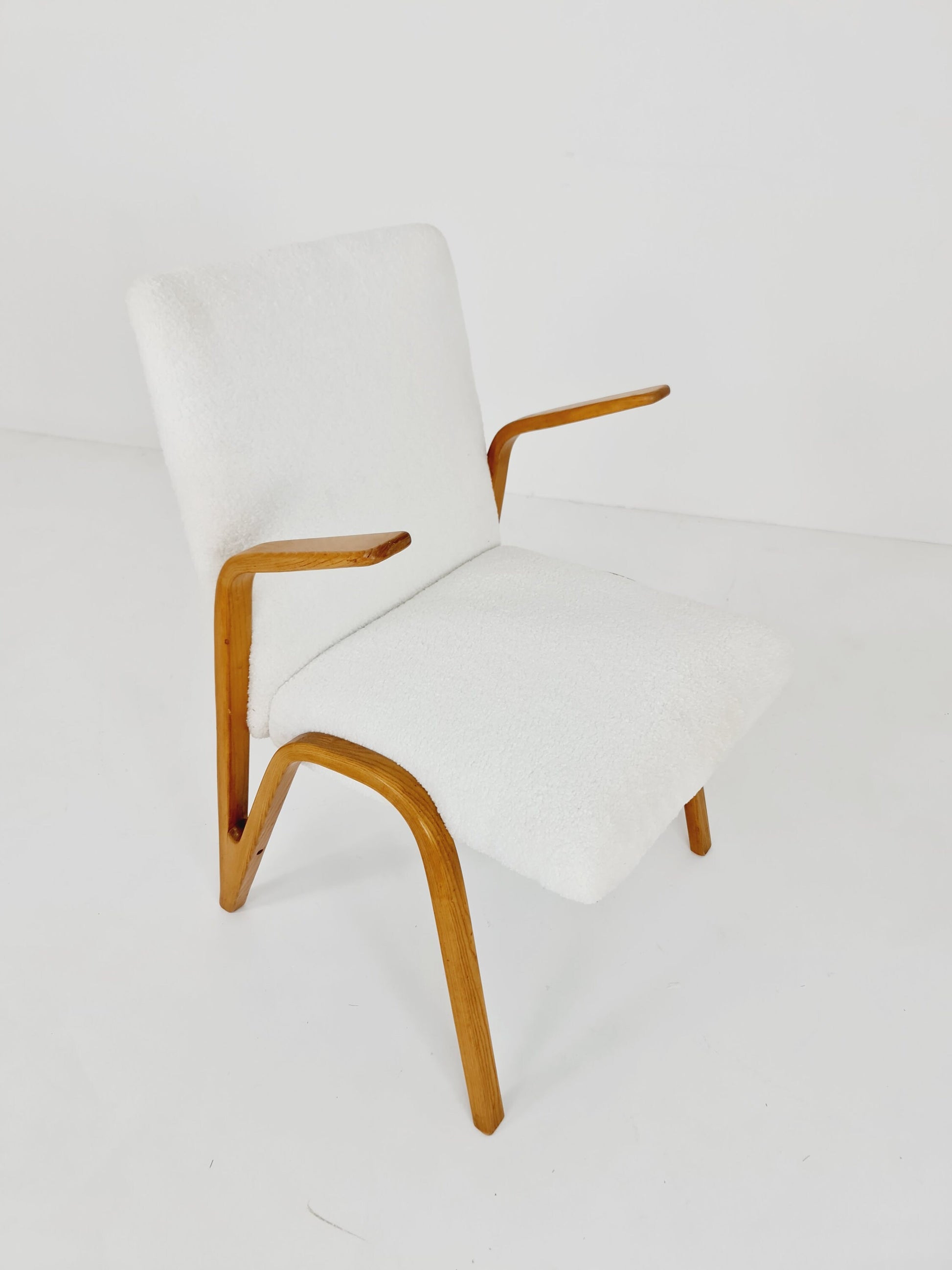 Vintage Concave armchair Teddy fabric by Paul & Arnold Bode for Federholzgesellschaft, 1950s