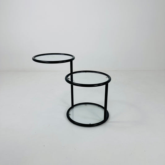 Mid-century bauhau black -plated 3-tier swivel coffee table by Milo Baughman