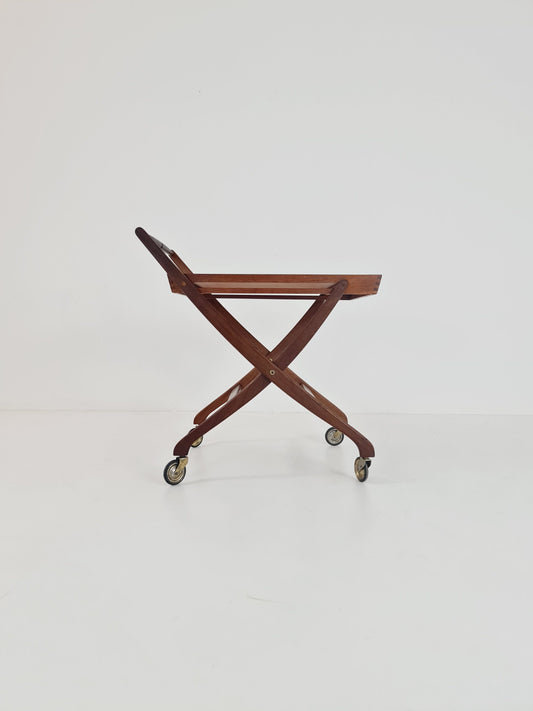 Vintage mid century danish Folding in solid Teak & Oak trolley 1960s