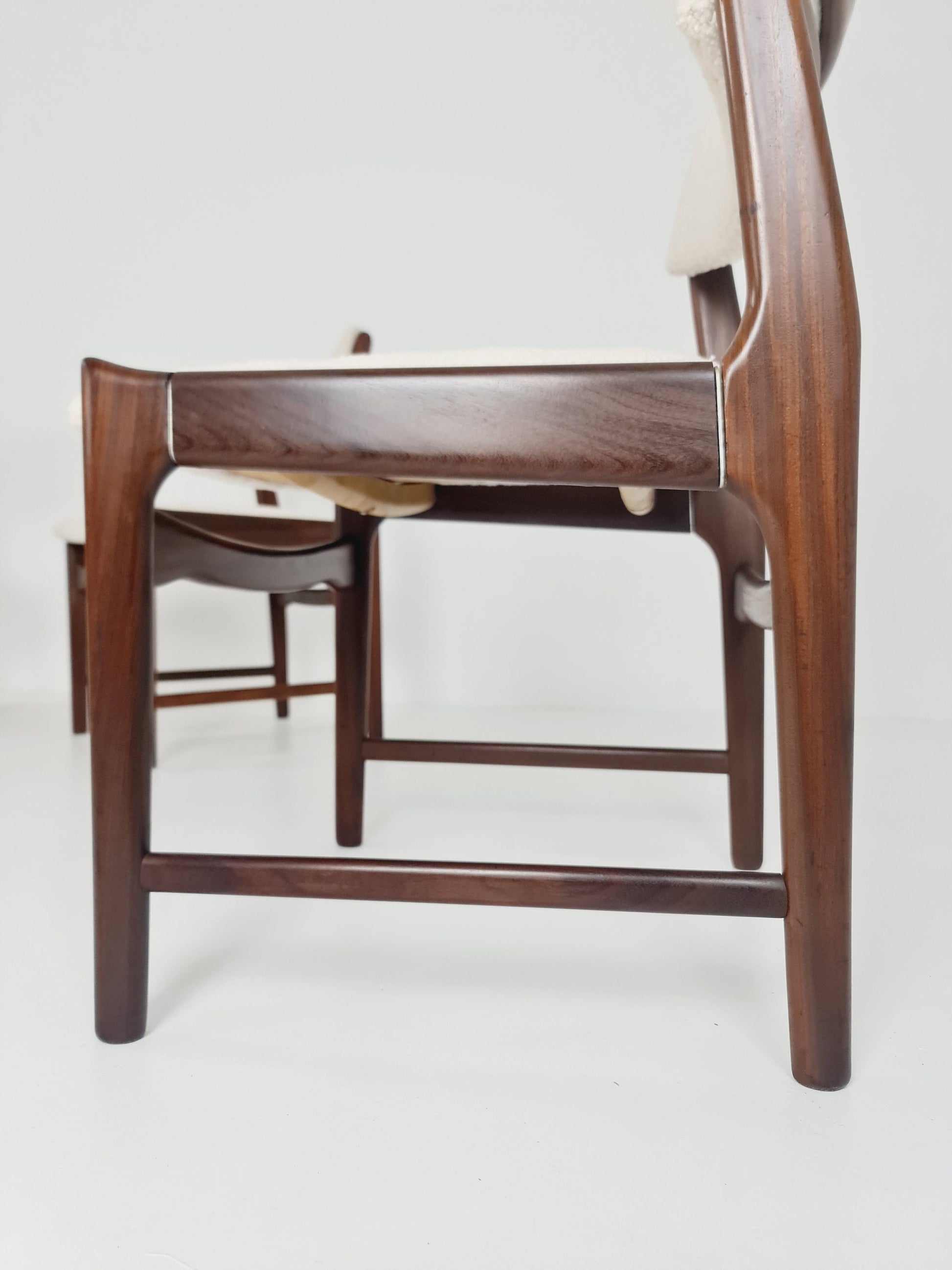 Mid century German teak ,Teddy fabric Dining Chair by De Coene , 1960s, set of 4