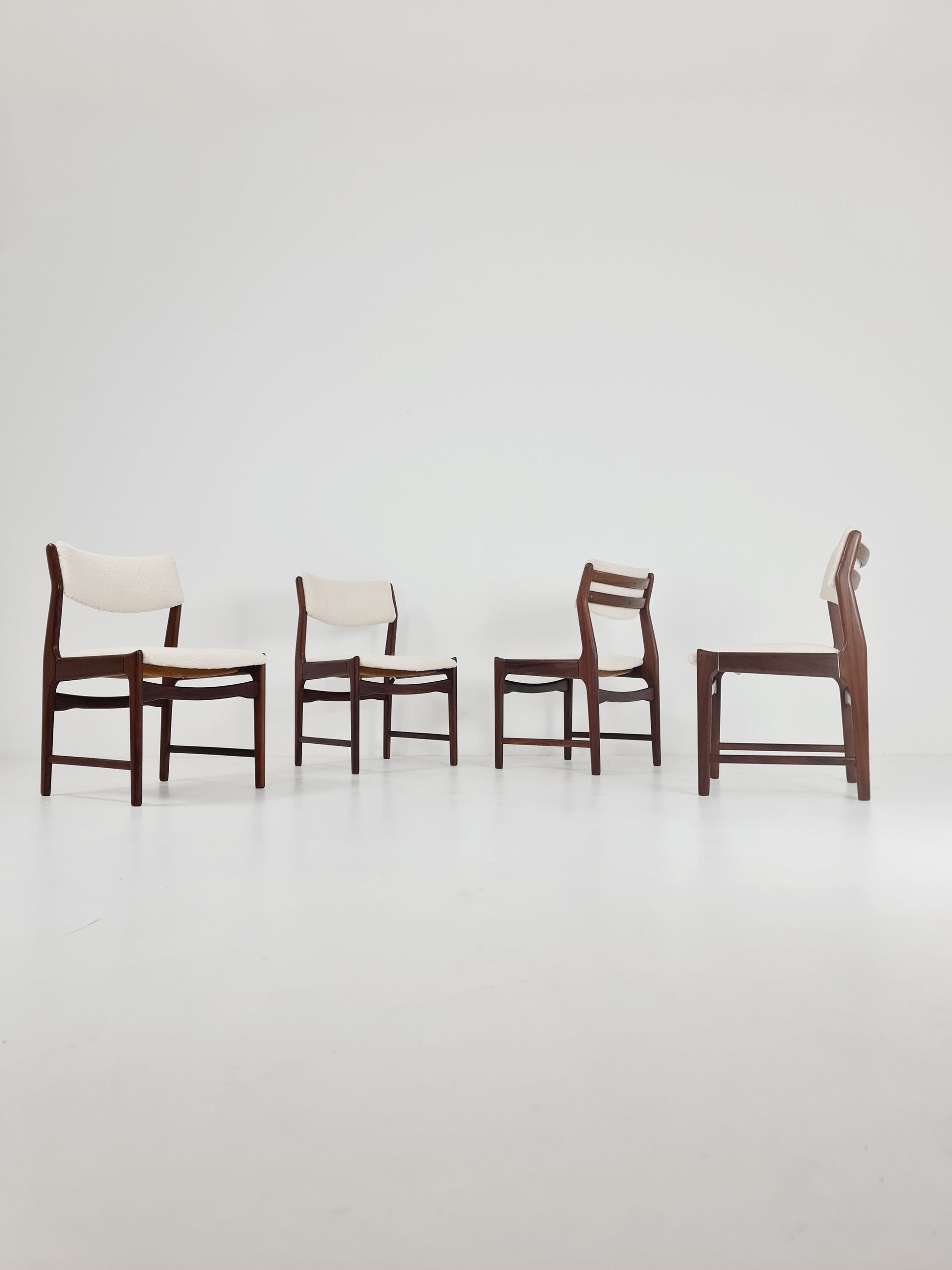 Mid century German teak ,Teddy fabric Dining Chair by De Coene , 1960s, set of 4