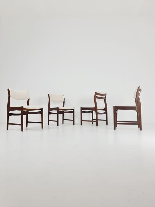 Mid century German teak ,Teddy fabric Dining Chair by De Coene , 1960s, set of 4
