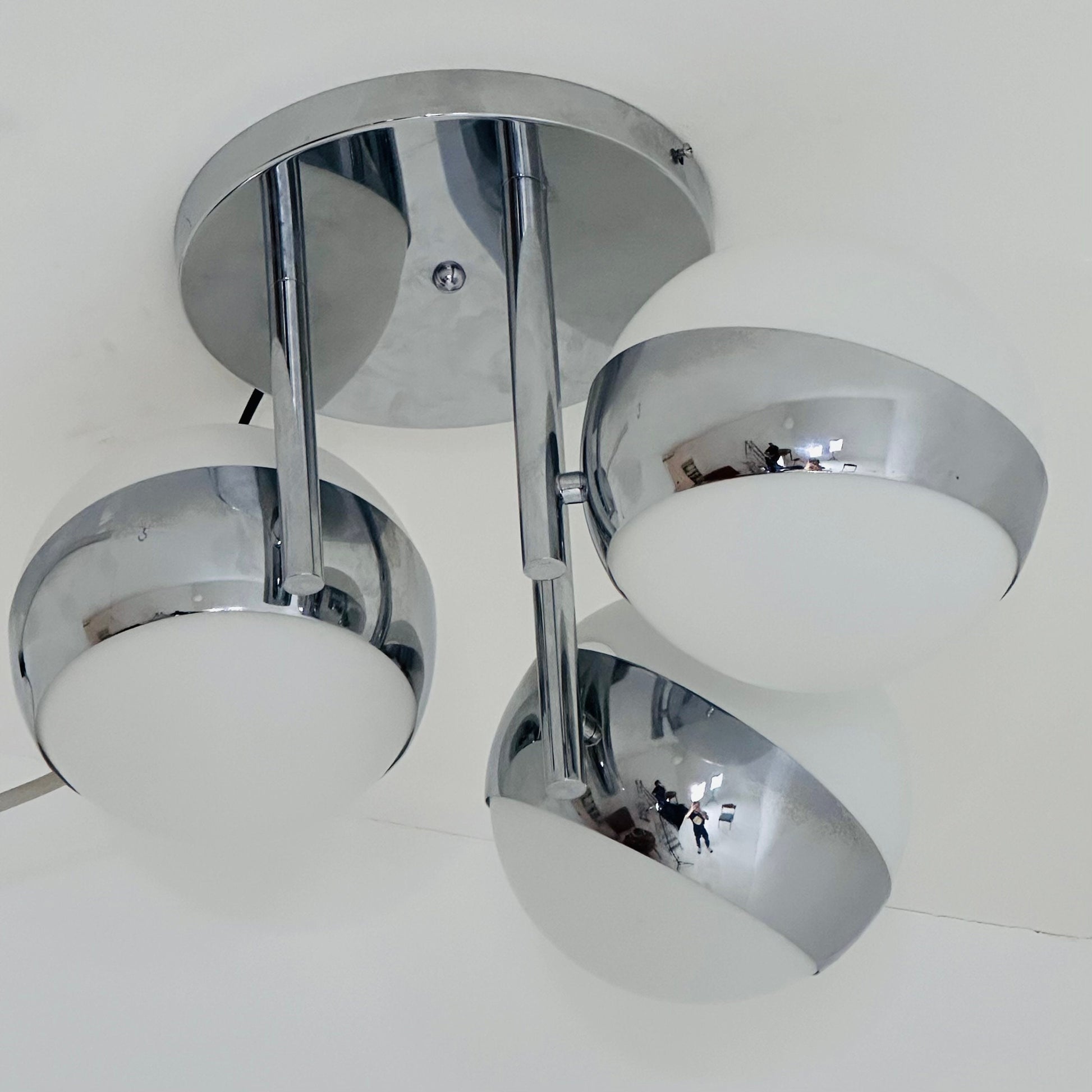 Vintage Gino Sarfatti Style Space Age 3 Glass ceiling Lamp, 1970s Italy