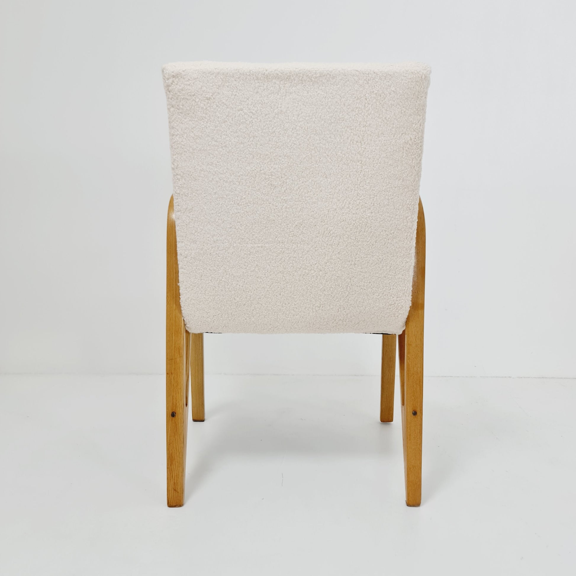 Vintage Concave armchair Set of 4 Teddy fabric by Paul & Arnold Bode for Federholzgesellschaft, 1950s