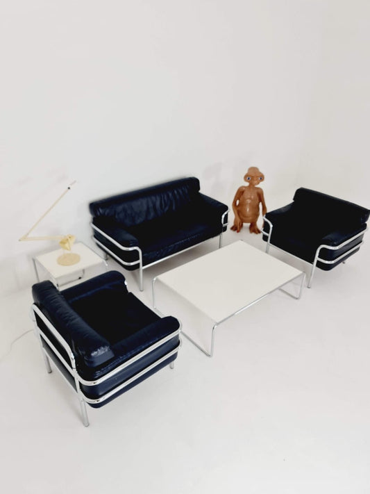Bauhaus -Style of Cassia LC2 style, 1980s set sofas.