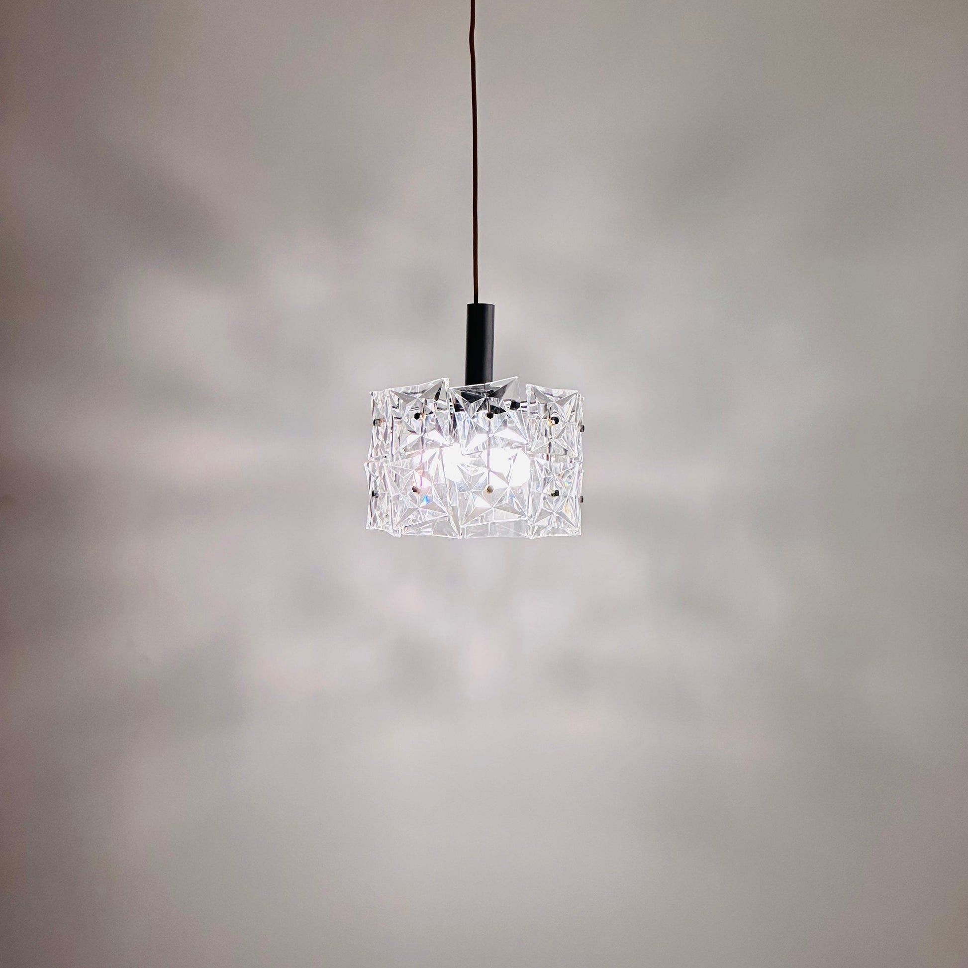 Mid-Century Crystal Glass & Chrome Pendant Lamp from Kinkeldey, 1960s