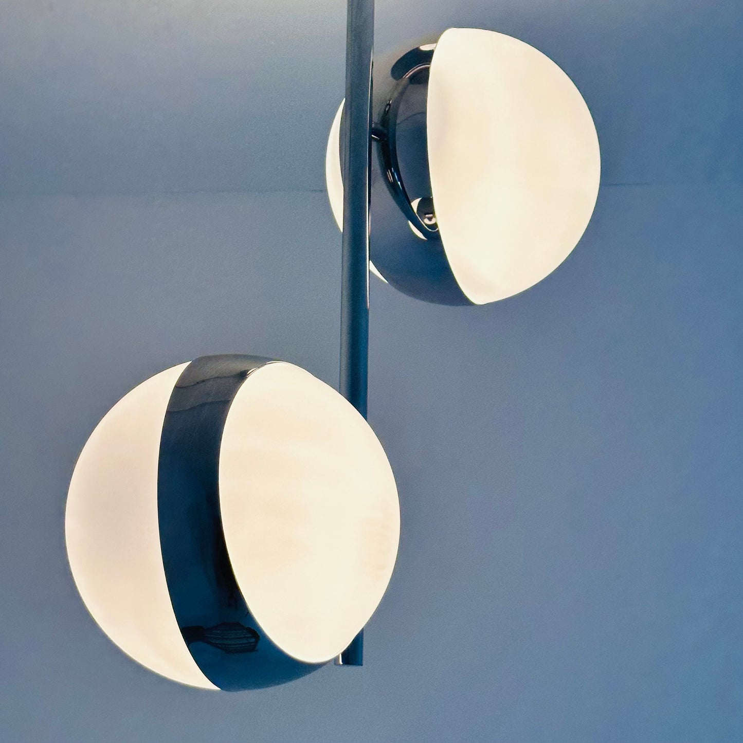 Vintage Gino Sarfatti Style Space Age 2 Glass ceiling Lamp, 1970s Italy