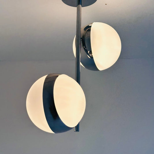 Vintage Gino Sarfatti Style Space Age 2 Glass ceiling Lamp, 1970s Italy