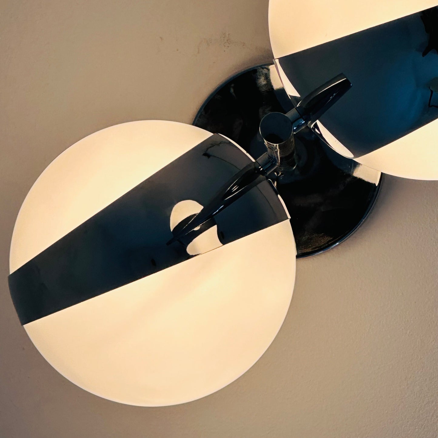 Vintage Gino Sarfatti Style Space Age 2 Glass ceiling Lamp, 1970s Italy