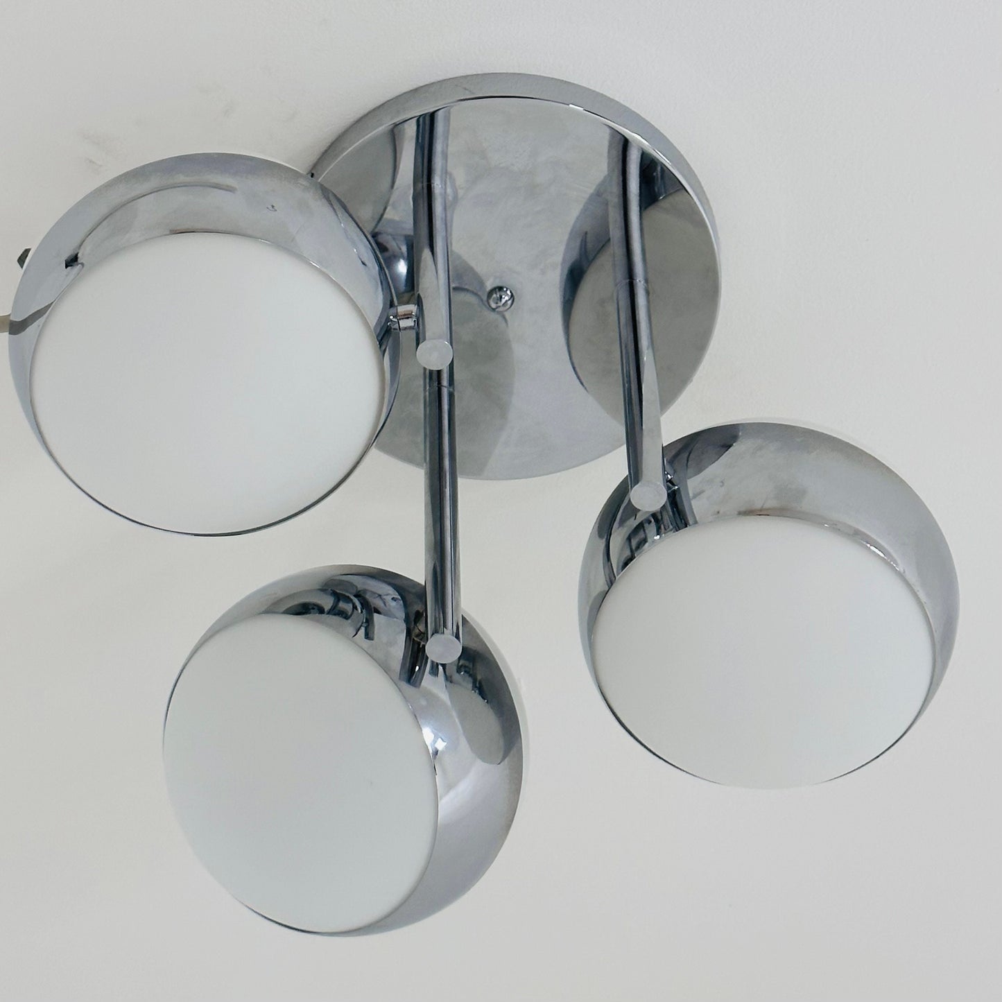 Vintage Gino Sarfatti Style Space Age 3 Glass ceiling Lamp, 1970s Italy