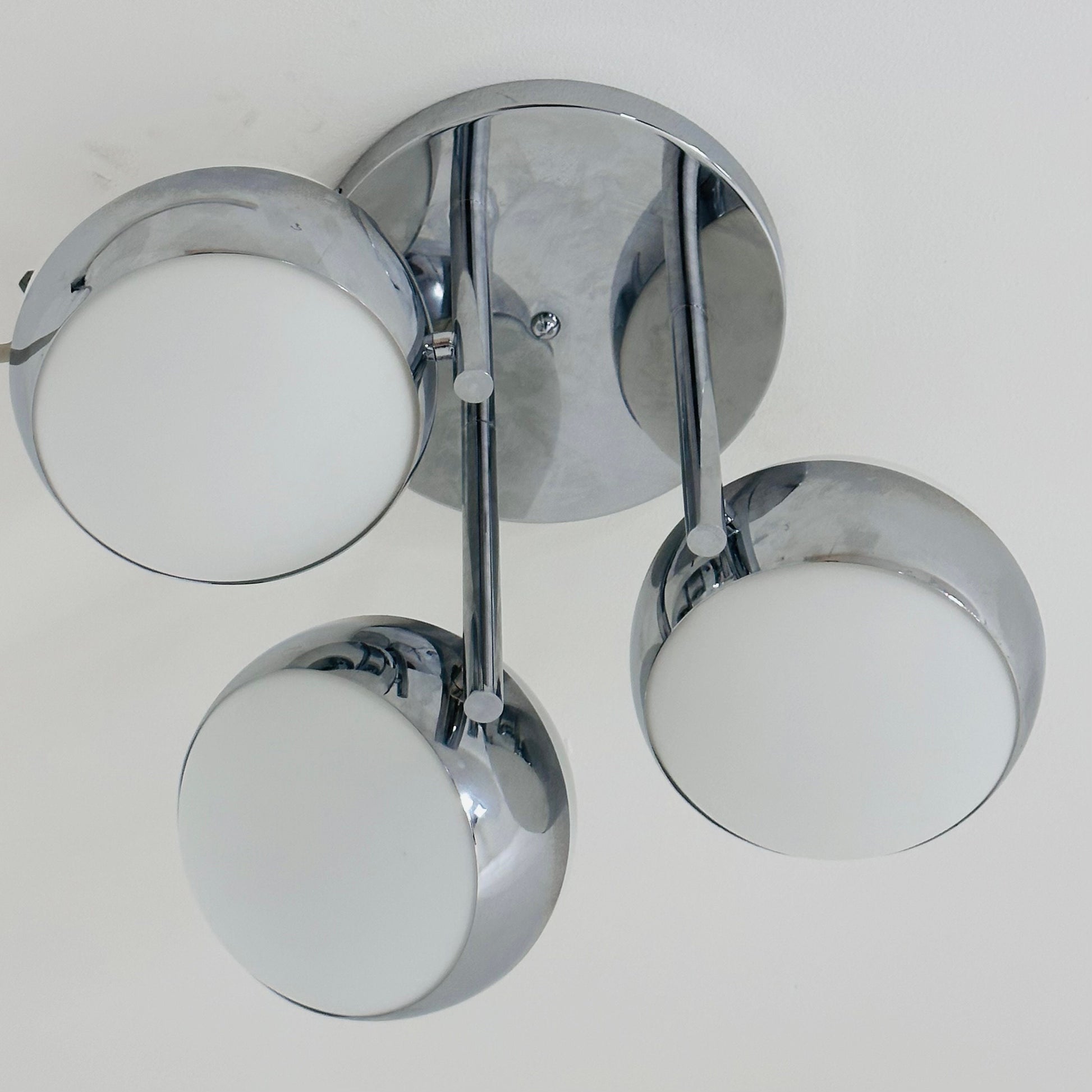 Vintage Gino Sarfatti Style Space Age 3 Glass ceiling Lamp, 1970s Italy