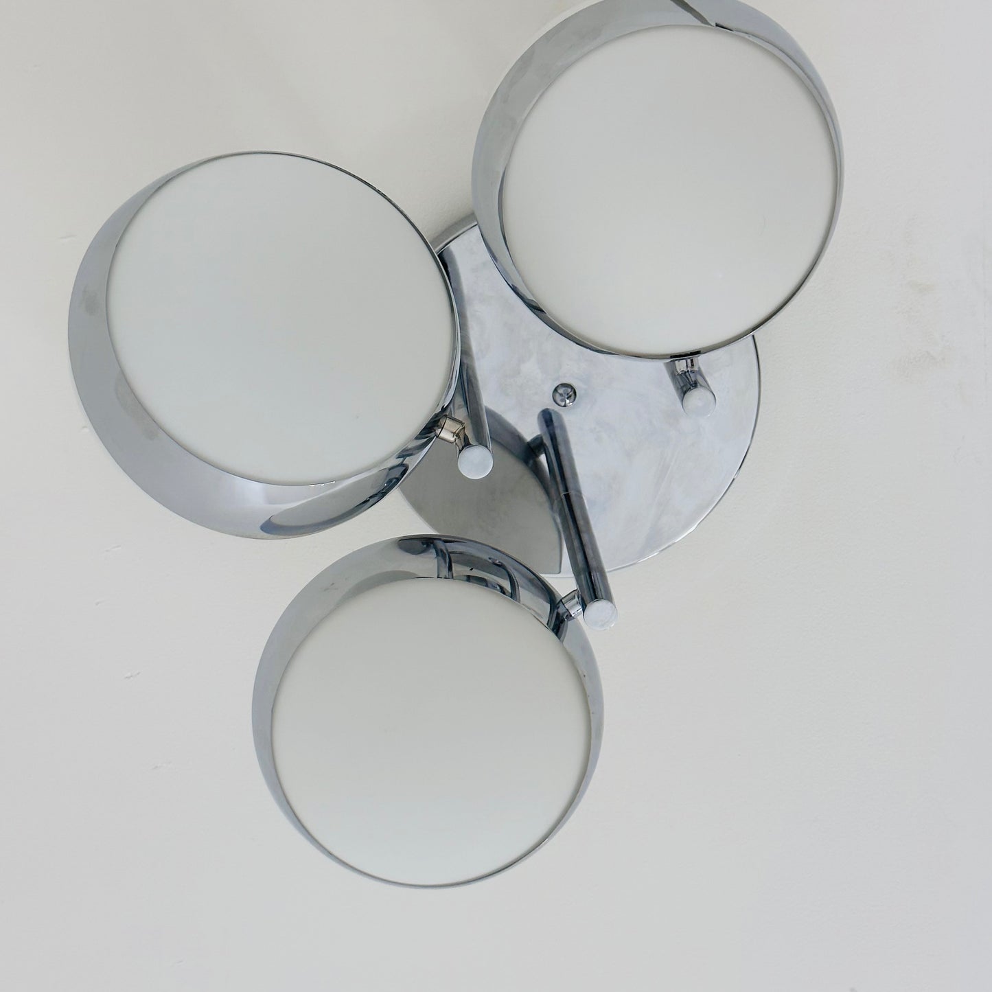 Vintage Gino Sarfatti Style Space Age 3 Glass ceiling Lamp, 1970s Italy