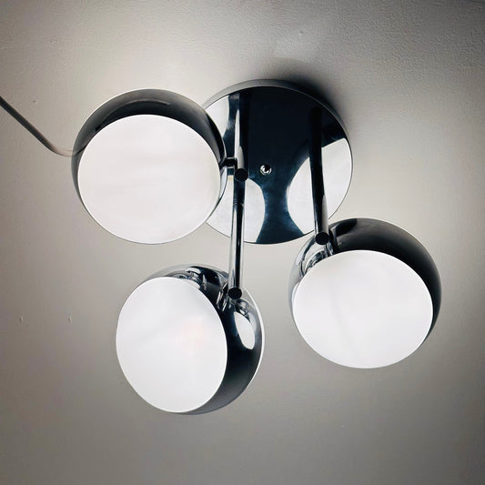 Vintage Gino Sarfatti Style Space Age 3 Glass ceiling Lamp, 1970s Italy