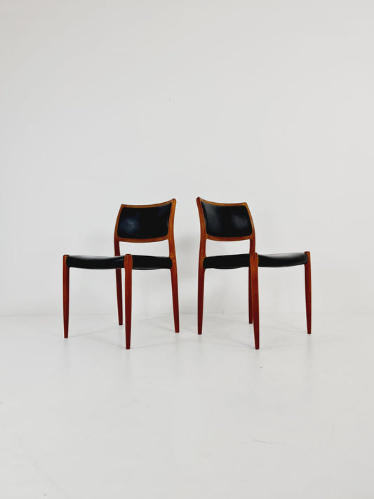 Vintage Danish teak dining charis by Niels Otto Møller Model 80, 1960s, set of 2