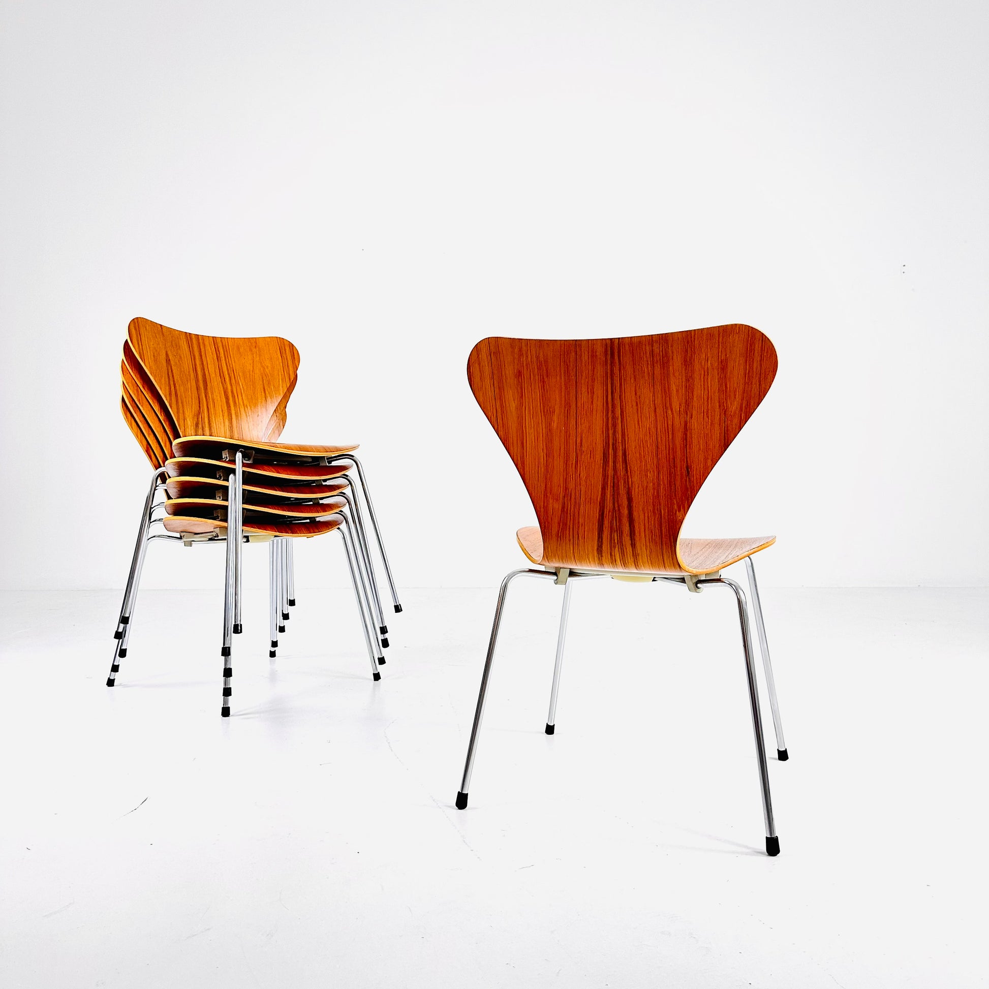Vintage Teak 3107 Dining Chairs by Arne Jacobsen for Fritz Hansen, 1950s, Set of 6