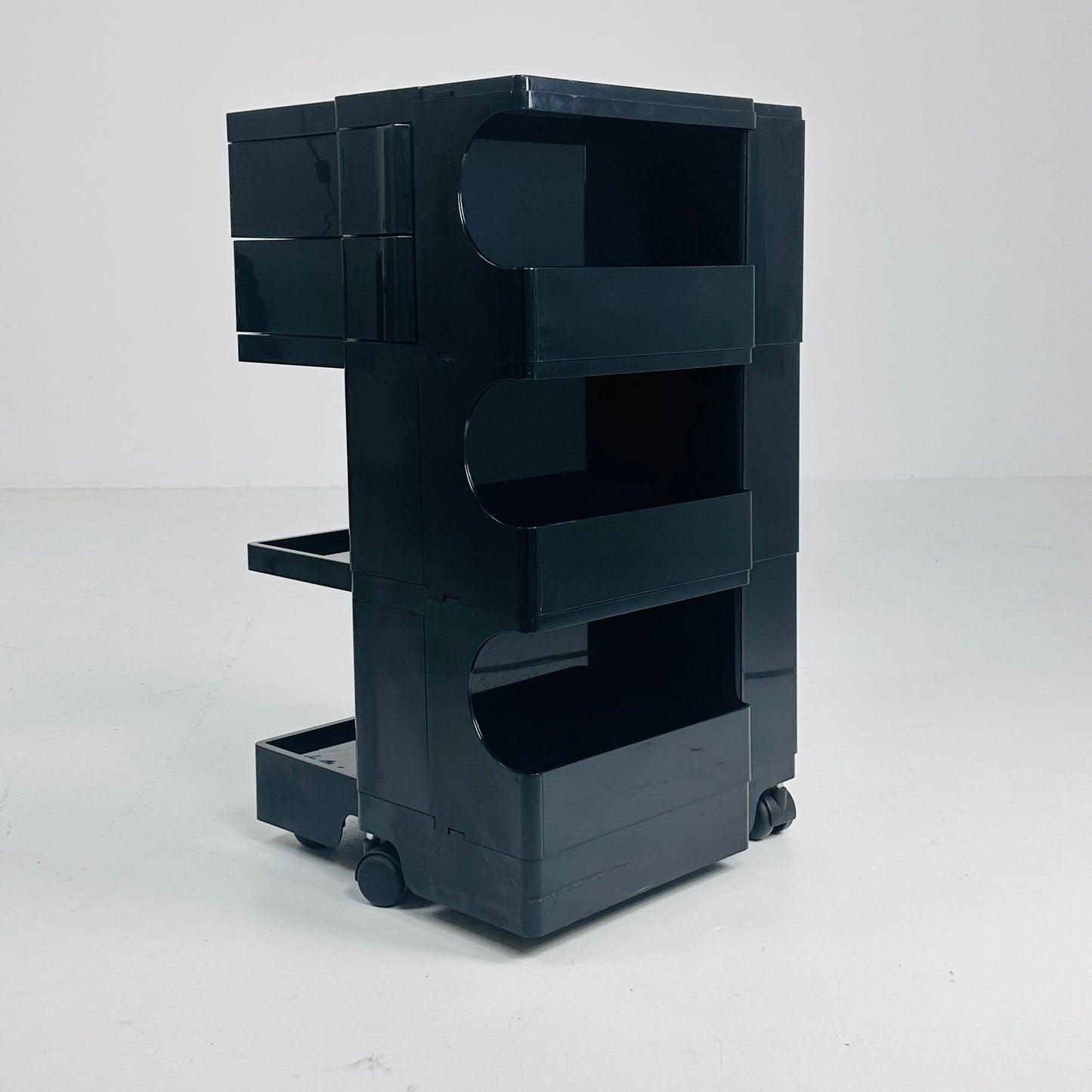 Space Age black B-line Boby storage trolley by Joe Colombo for Bieffeplast Italy 1970s