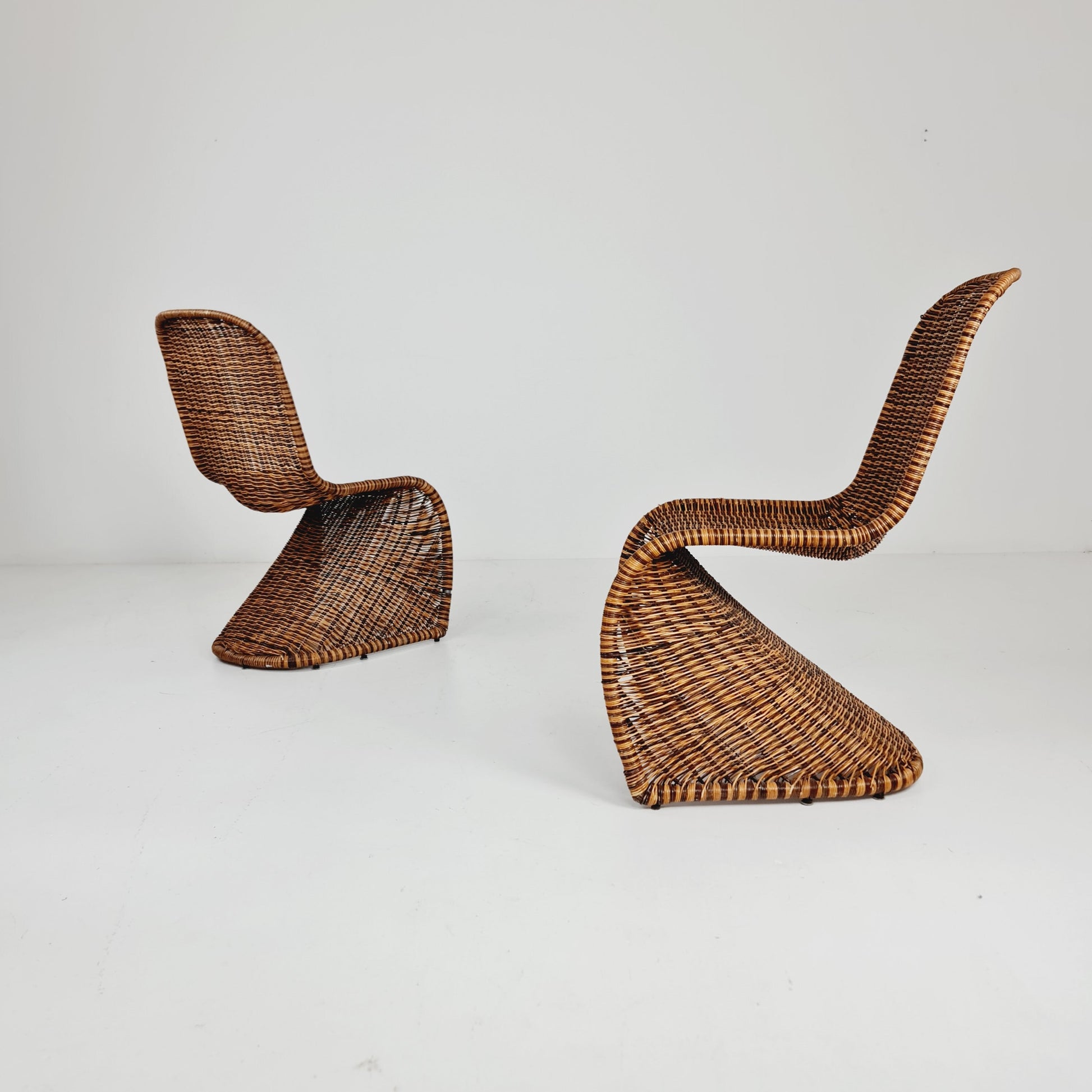 Mid century wicker chairs style of Verner Panton Germany, set of 2